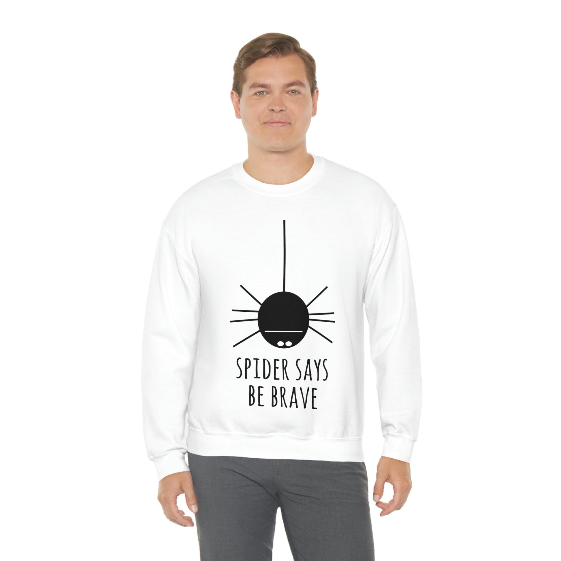 Spider Says Be Brave Unisex Heavy Blend™ Crewneck Sweatshirt Ichaku [Perfect Gifts Selection]