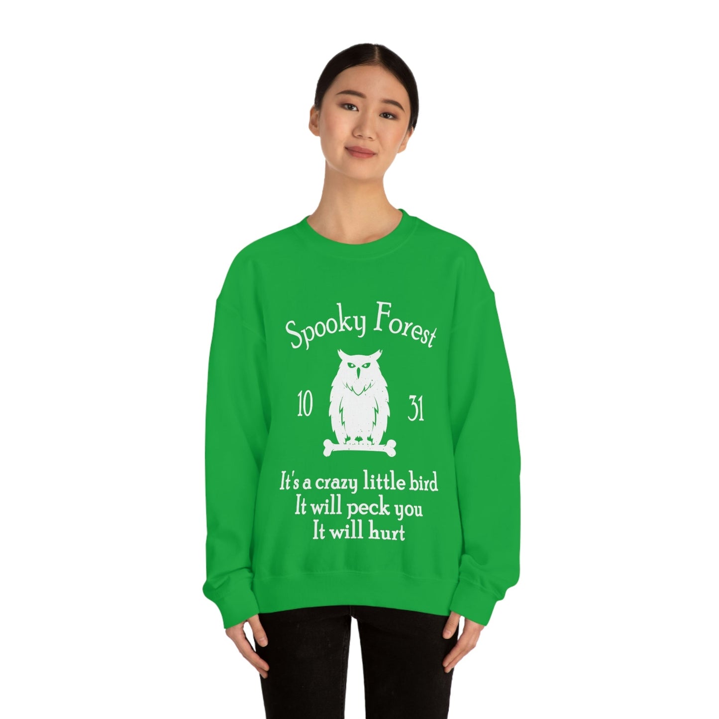 Spooky Forest Bird Halloween Unisex Heavy Blend™ Crewneck Sweatshirt Ichaku [Perfect Gifts Selection]