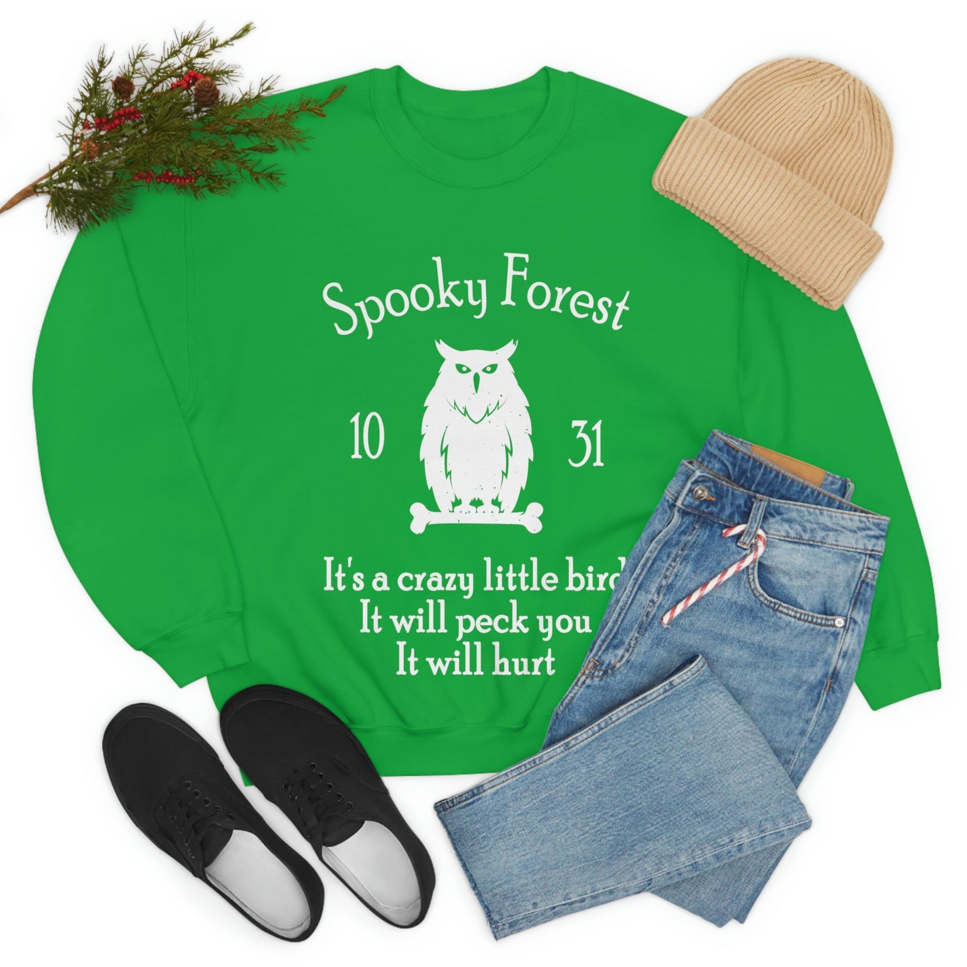 Spooky Forest Bird Halloween Unisex Heavy Blend™ Crewneck Sweatshirt Ichaku [Perfect Gifts Selection]