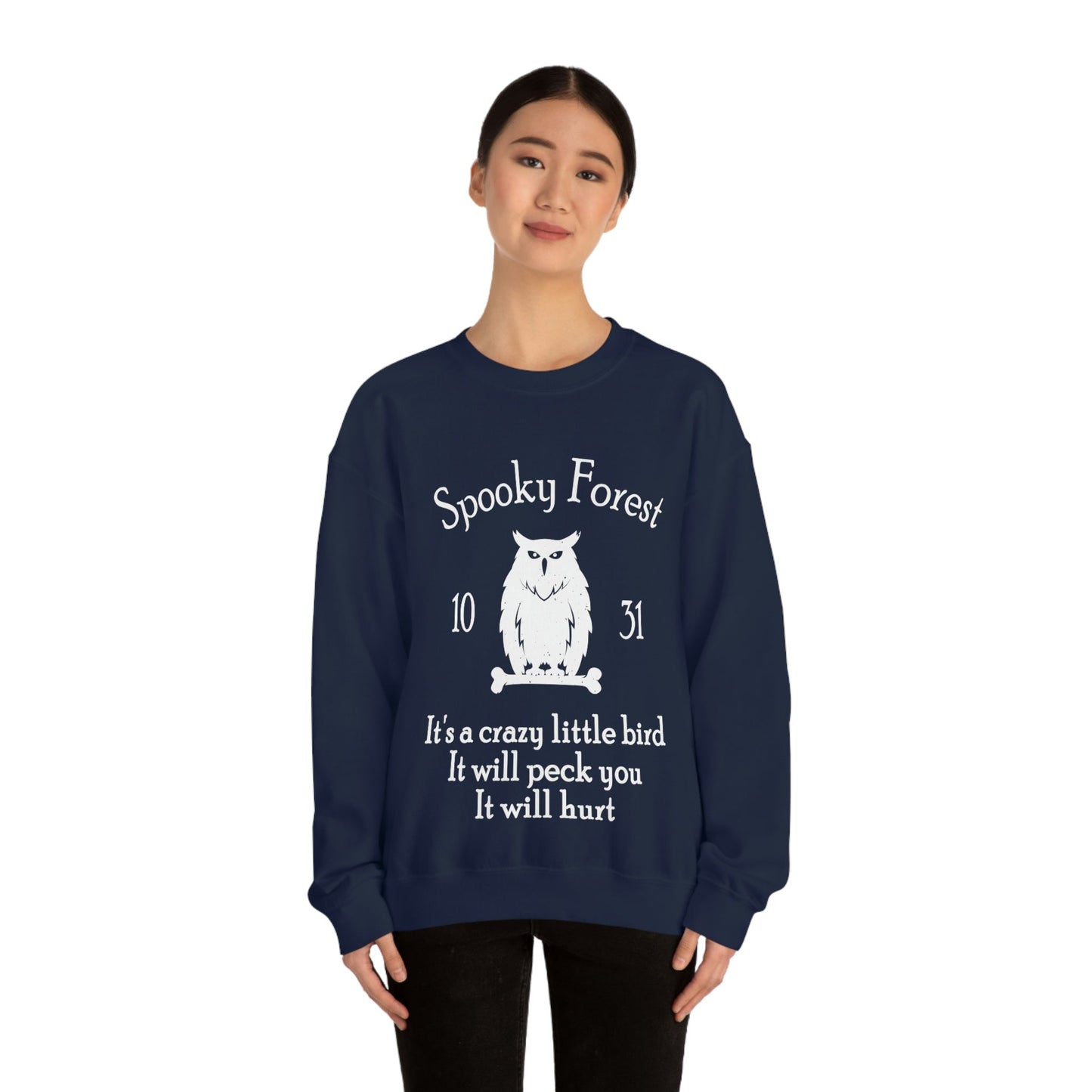 Spooky Forest Bird Halloween Unisex Heavy Blend™ Crewneck Sweatshirt Ichaku [Perfect Gifts Selection]