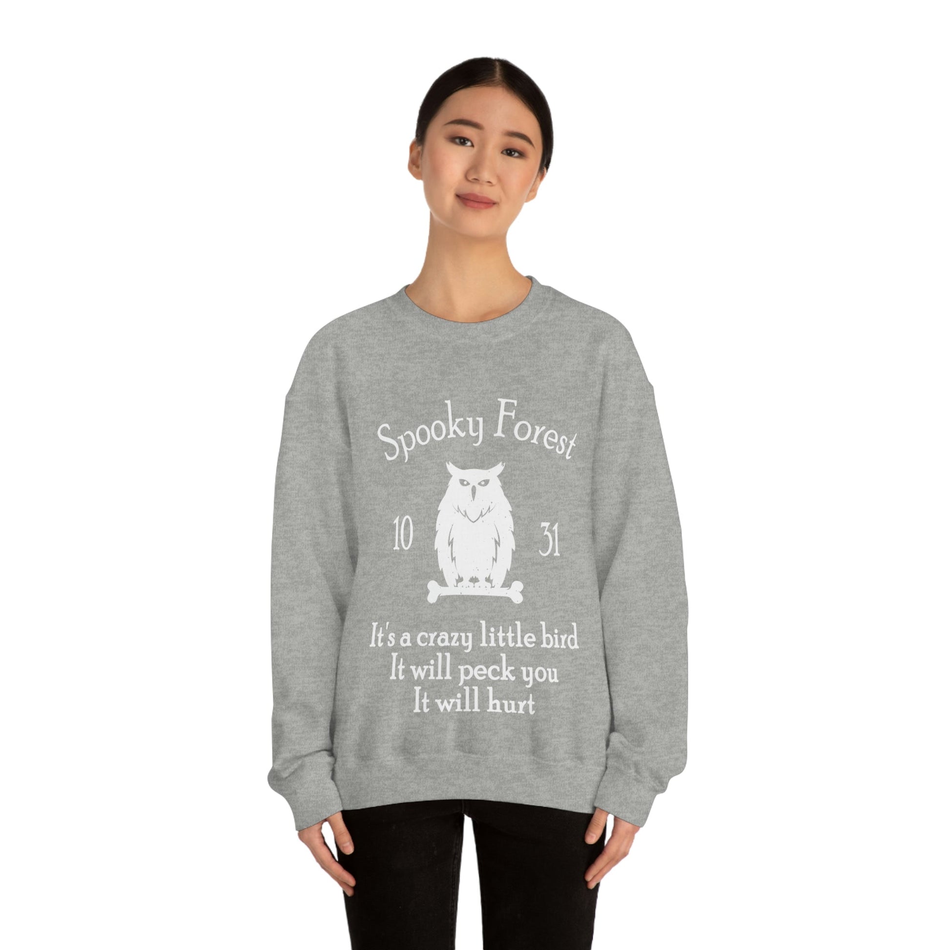 Spooky Forest Bird Halloween Unisex Heavy Blend™ Crewneck Sweatshirt Ichaku [Perfect Gifts Selection]