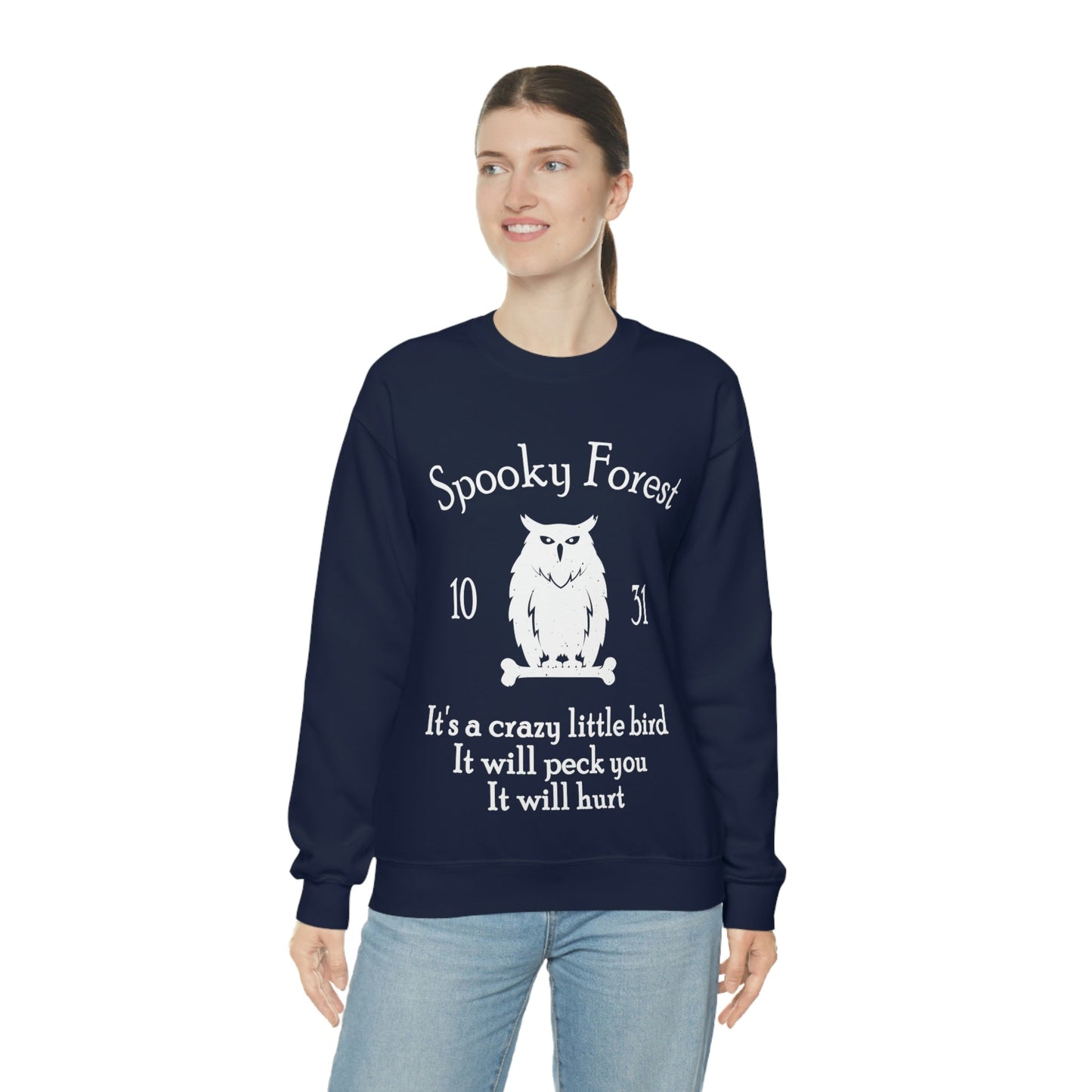 Spooky Forest Bird Halloween Unisex Heavy Blend™ Crewneck Sweatshirt Ichaku [Perfect Gifts Selection]