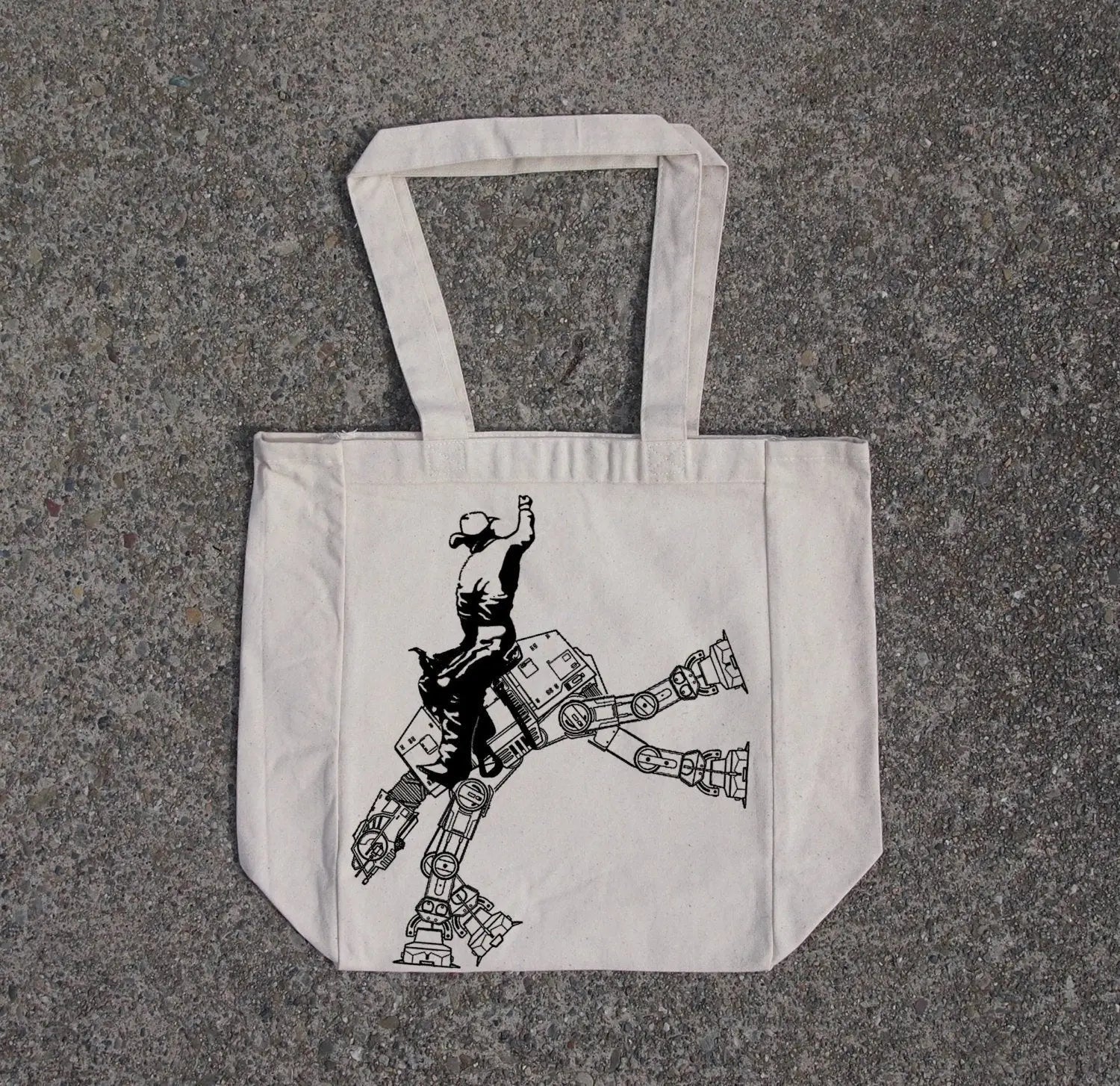 Star Wars AT AT rodeo- cotton canvas natural tote bag Ichaku [Perfect Gifts Selection]