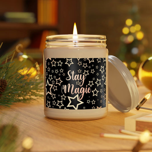 Stay Magic Christmas Gift Happy New Year Scented Candle, Up to 60h, Soy Wax, 9oz Ichaku [Perfect Gifts Selection]
