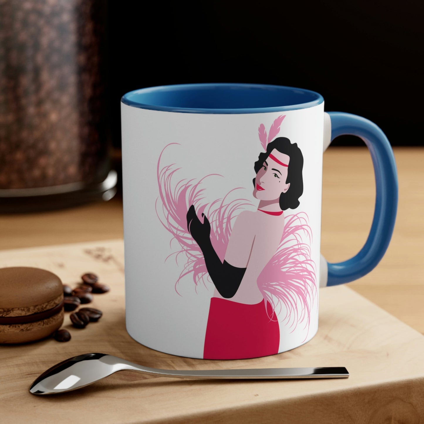 Step Back in Time with Retro Woman 40s Style Art Accent Coffee Mug 11oz Ichaku [Perfect Gifts Selection]