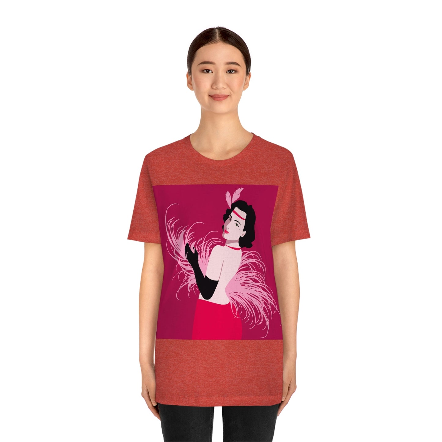 Step Back in Time with Retro Woman 40s Style Art Unisex Jersey Short Sleeve T-Shirt Ichaku [Perfect Gifts Selection]