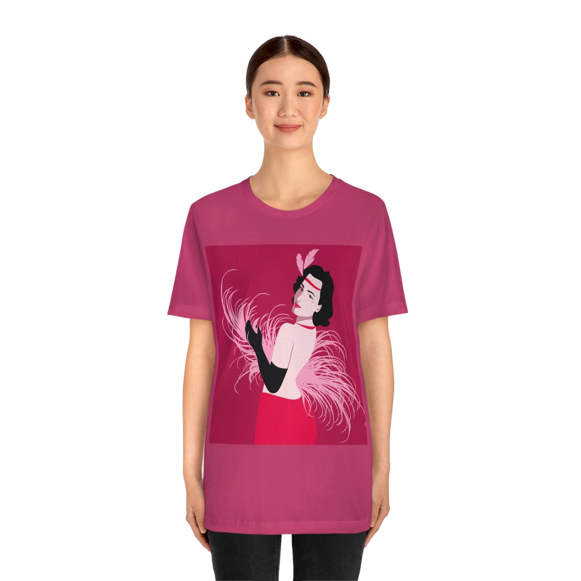 Step Back in Time with Retro Woman 40s Style Art Unisex Jersey Short Sleeve T-Shirt Ichaku [Perfect Gifts Selection]