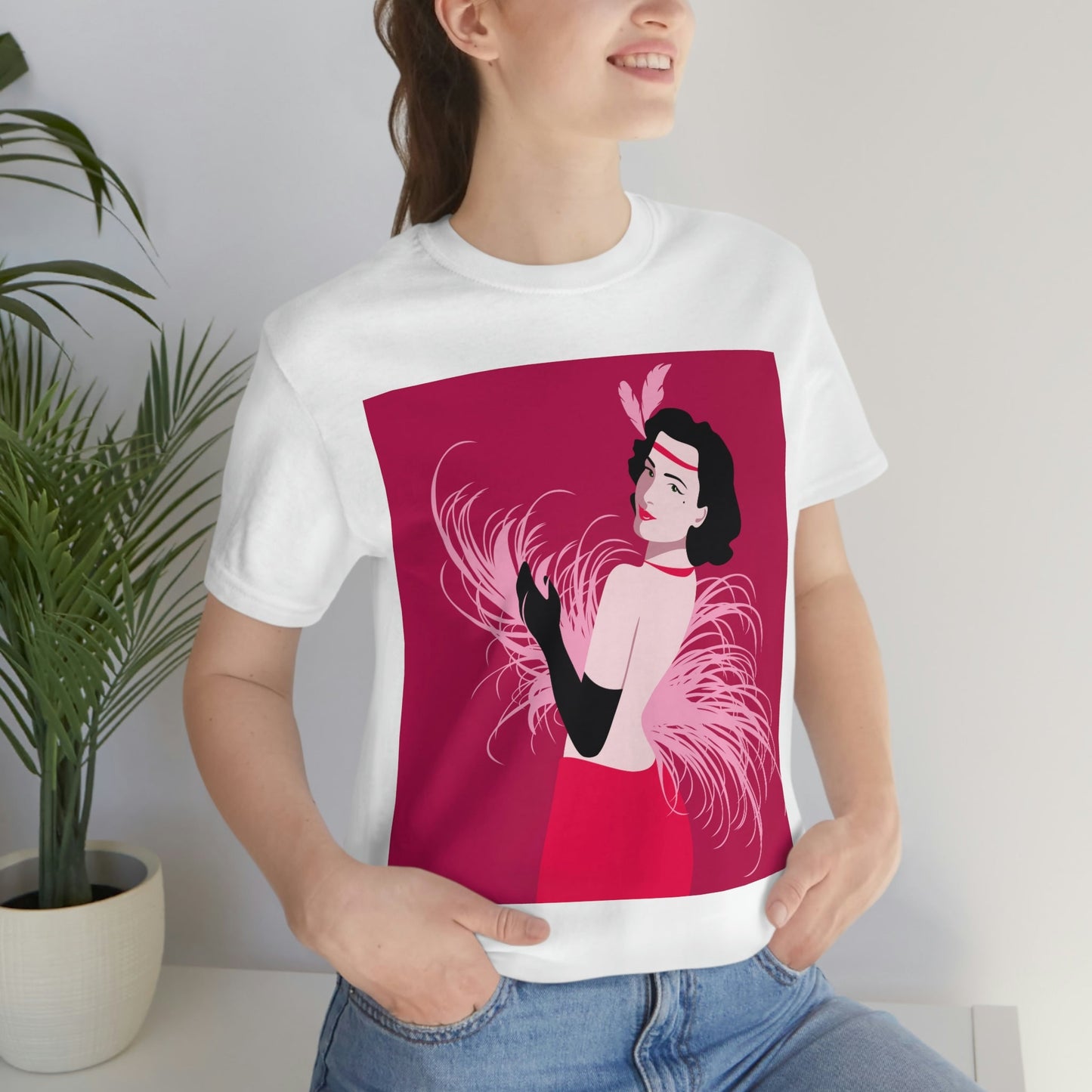 Step Back in Time with Retro Woman 40s Style Art Unisex Jersey Short Sleeve T-Shirt Ichaku [Perfect Gifts Selection]