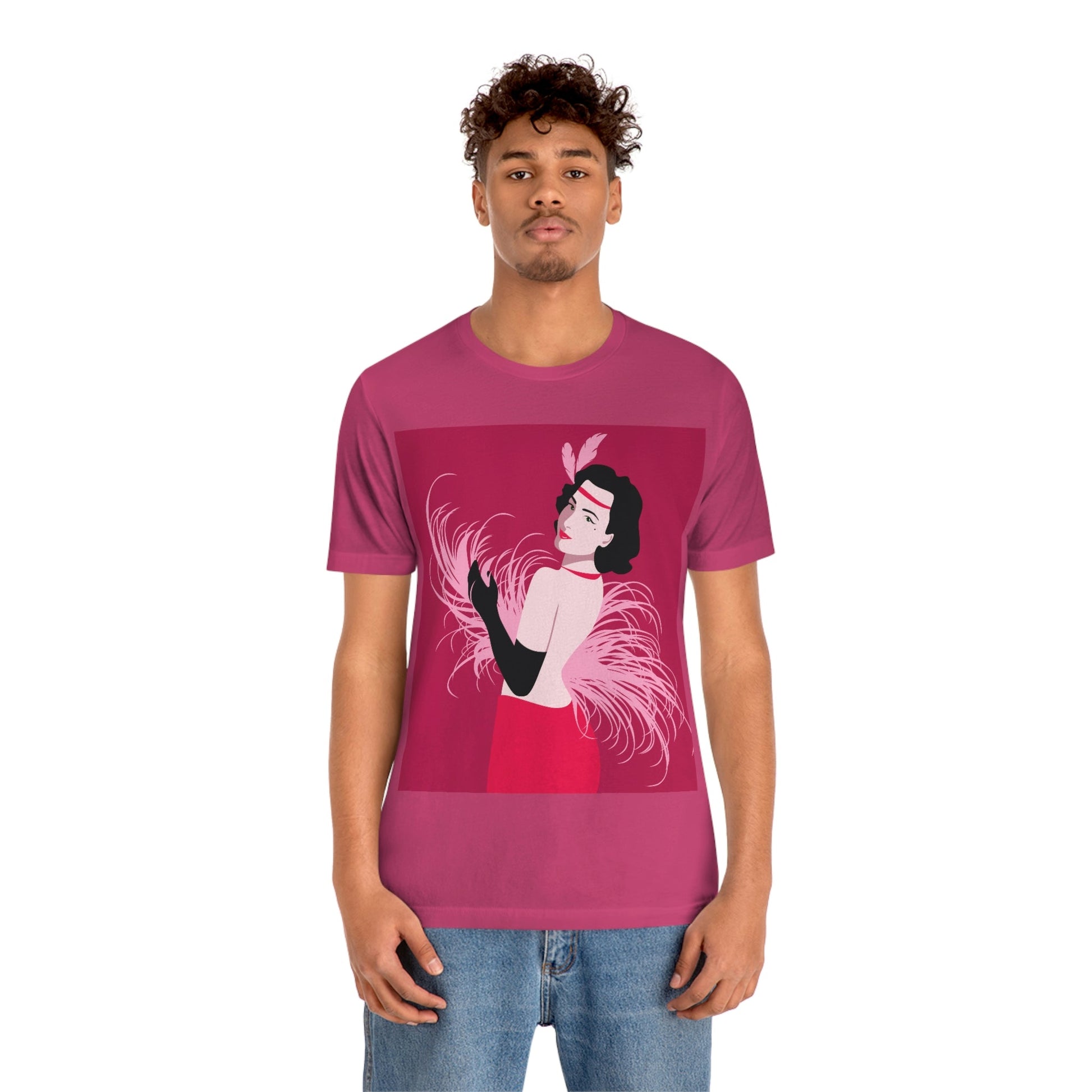 Step Back in Time with Retro Woman 40s Style Art Unisex Jersey Short Sleeve T-Shirt Ichaku [Perfect Gifts Selection]