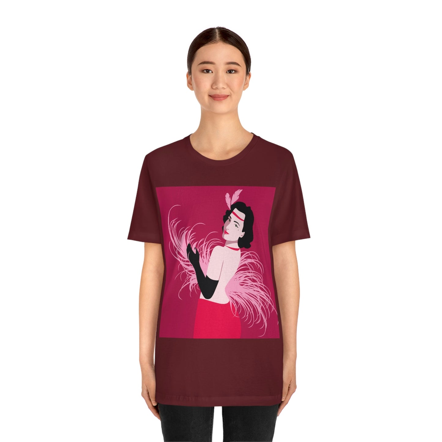 Step Back in Time with Retro Woman 40s Style Art Unisex Jersey Short Sleeve T-Shirt Ichaku [Perfect Gifts Selection]