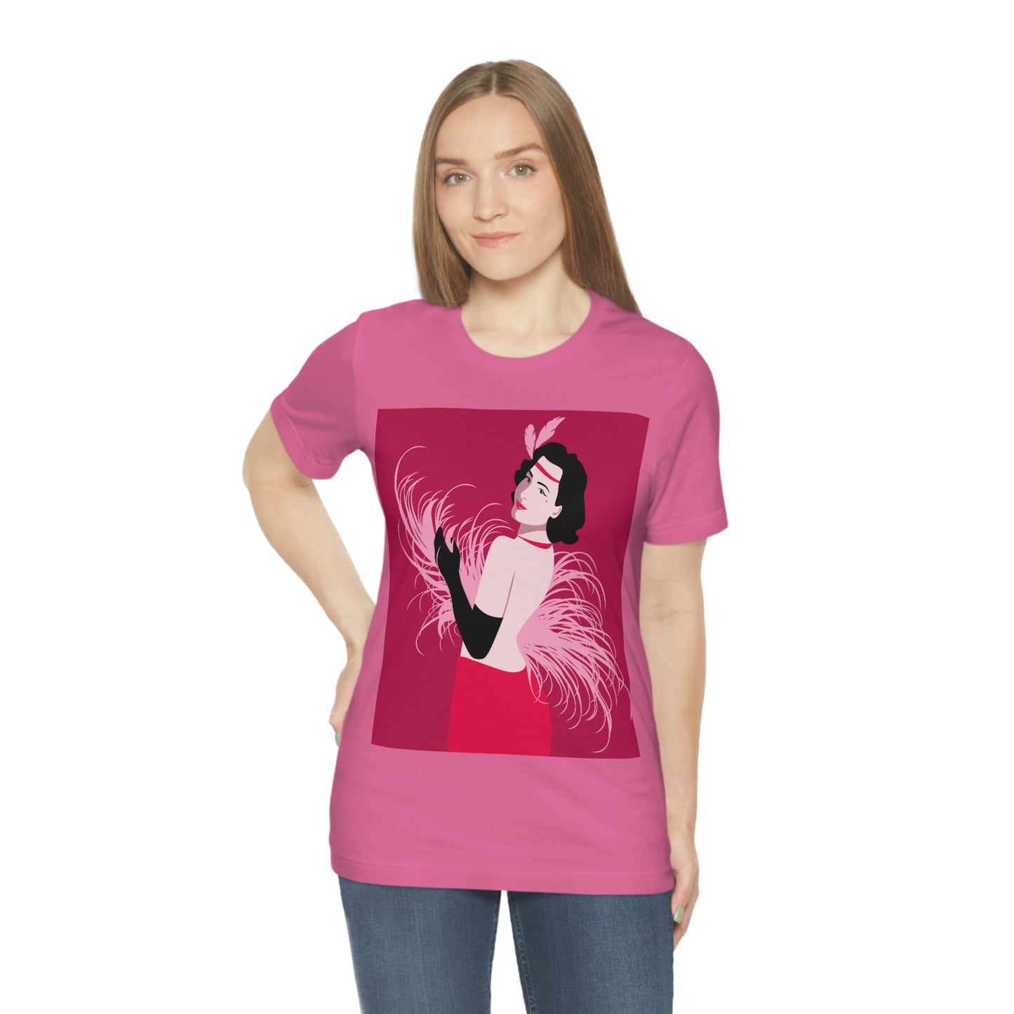 Step Back in Time with Retro Woman 40s Style Art Unisex Jersey Short Sleeve T-Shirt Ichaku [Perfect Gifts Selection]