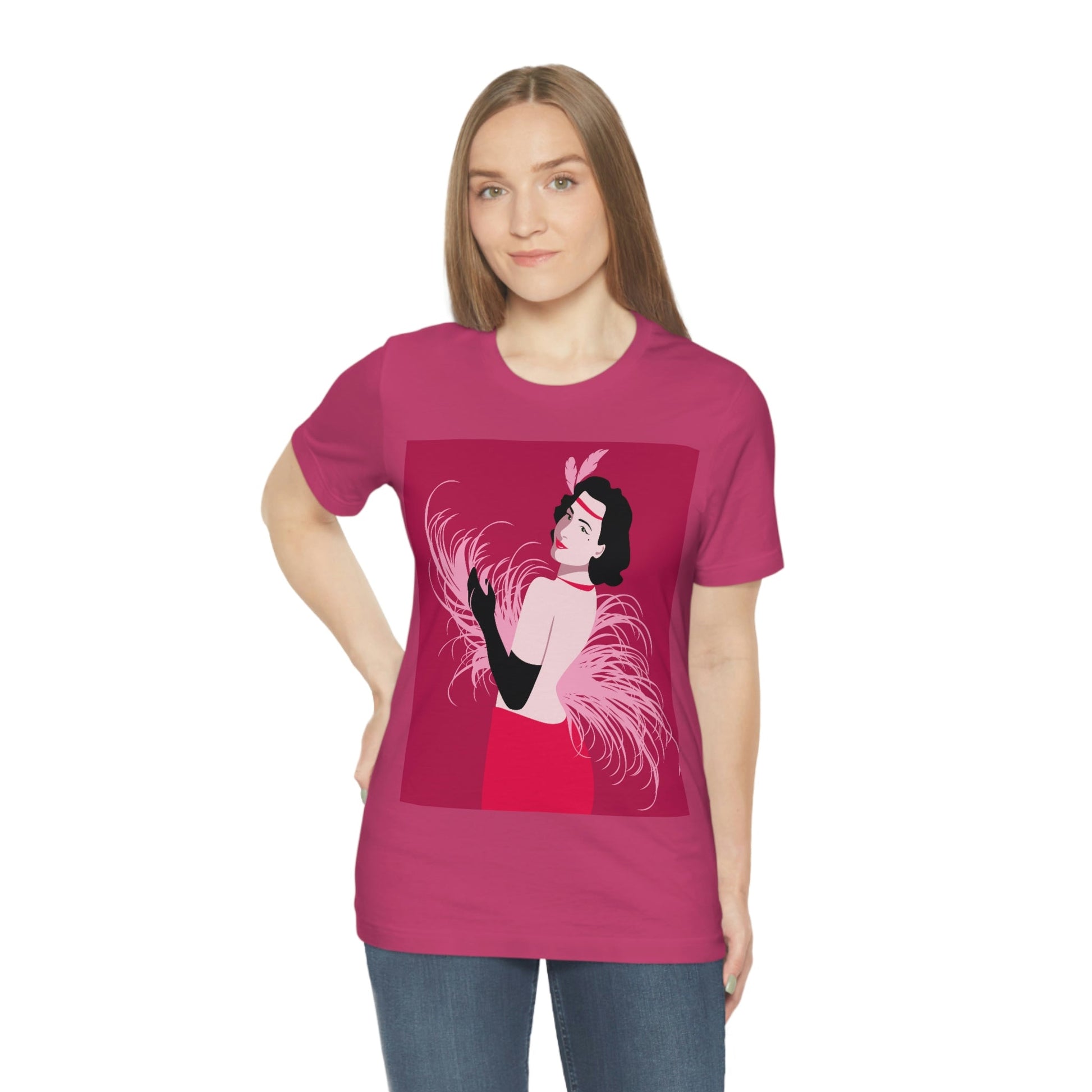 Step Back in Time with Retro Woman 40s Style Art Unisex Jersey Short Sleeve T-Shirt Ichaku [Perfect Gifts Selection]