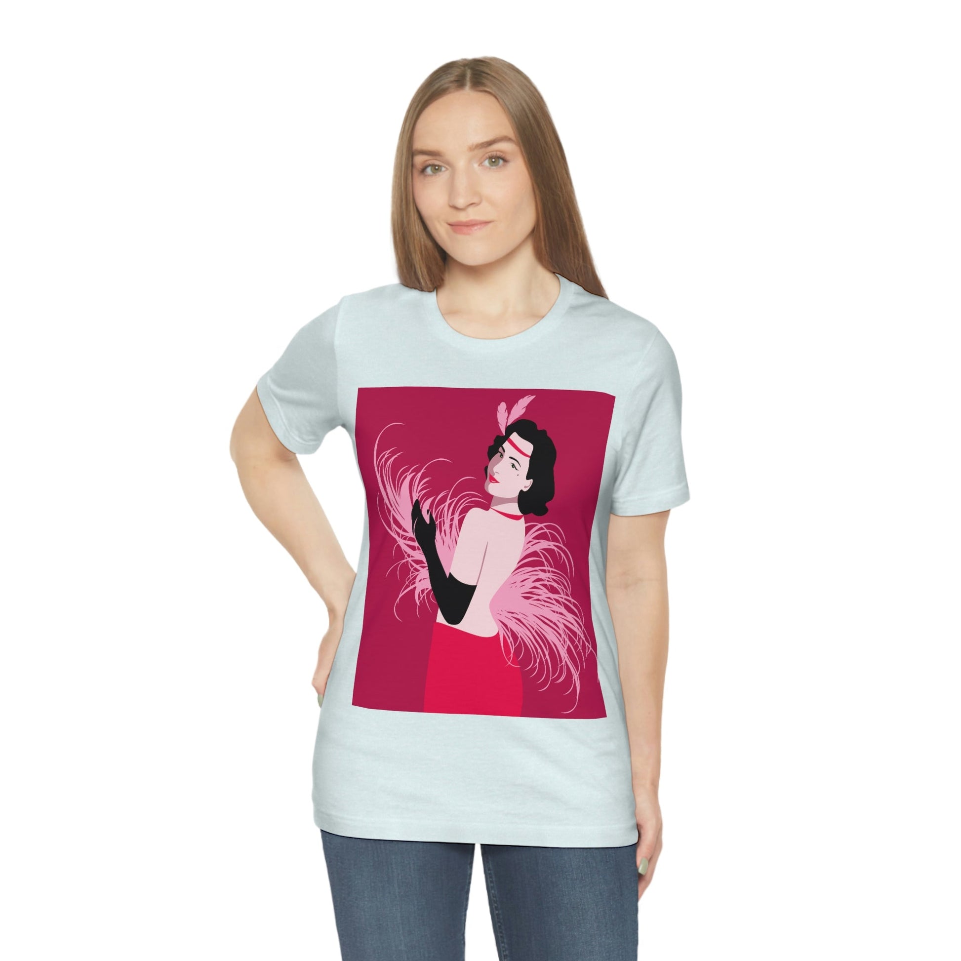 Step Back in Time with Retro Woman 40s Style Art Unisex Jersey Short Sleeve T-Shirt Ichaku [Perfect Gifts Selection]