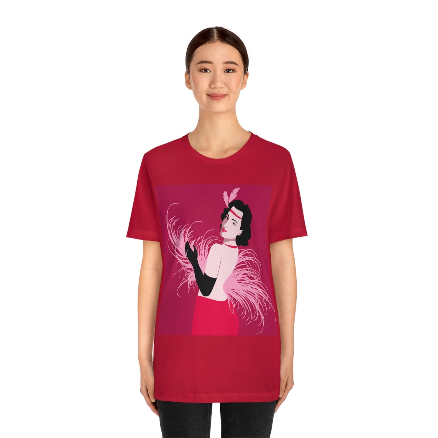 Step Back in Time with Retro Woman 40s Style Art Unisex Jersey Short Sleeve T-Shirt Ichaku [Perfect Gifts Selection]