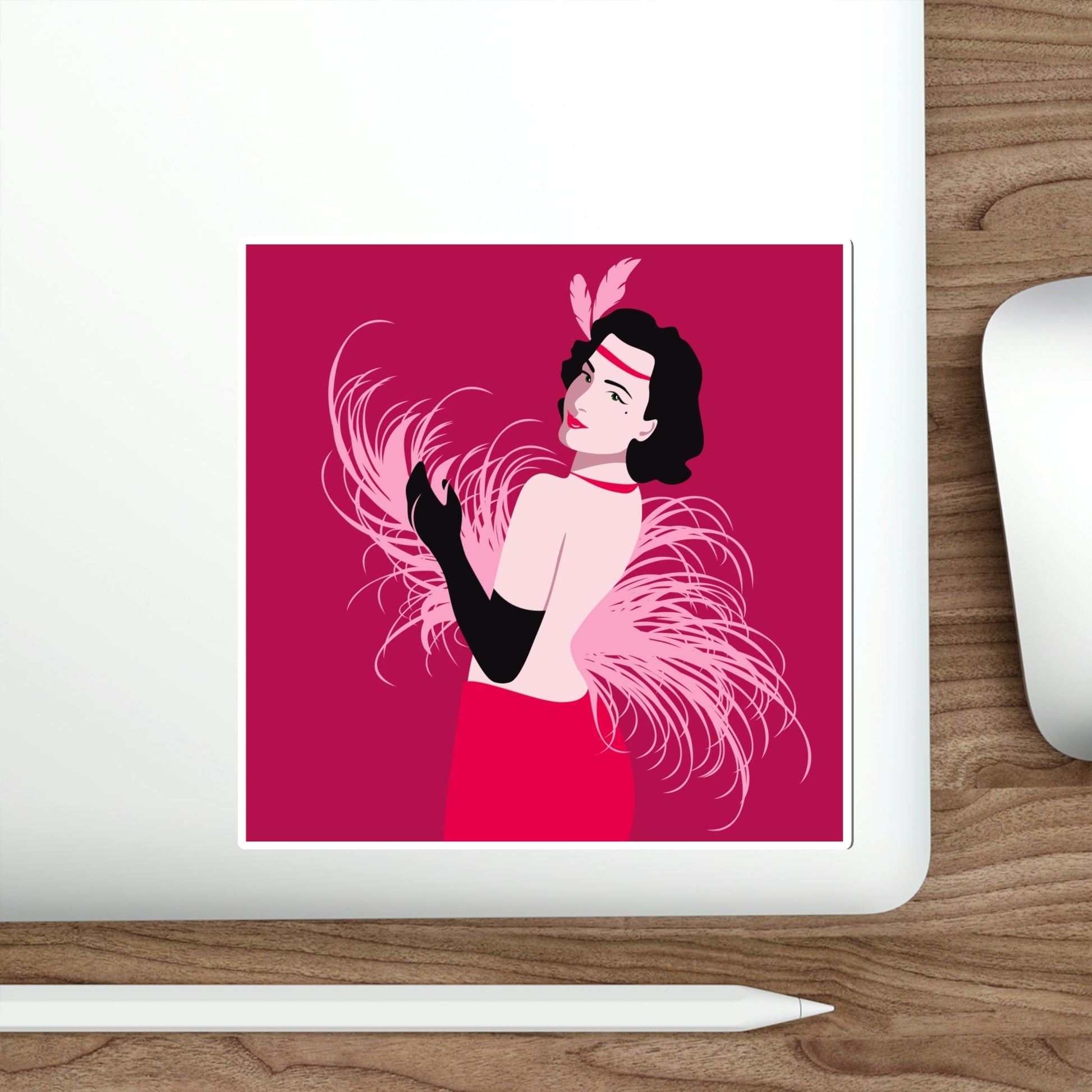 Step Back in Time with Retro Woman 40s Style Sign Die-Cut Sticker Ichaku [Perfect Gifts Selection]