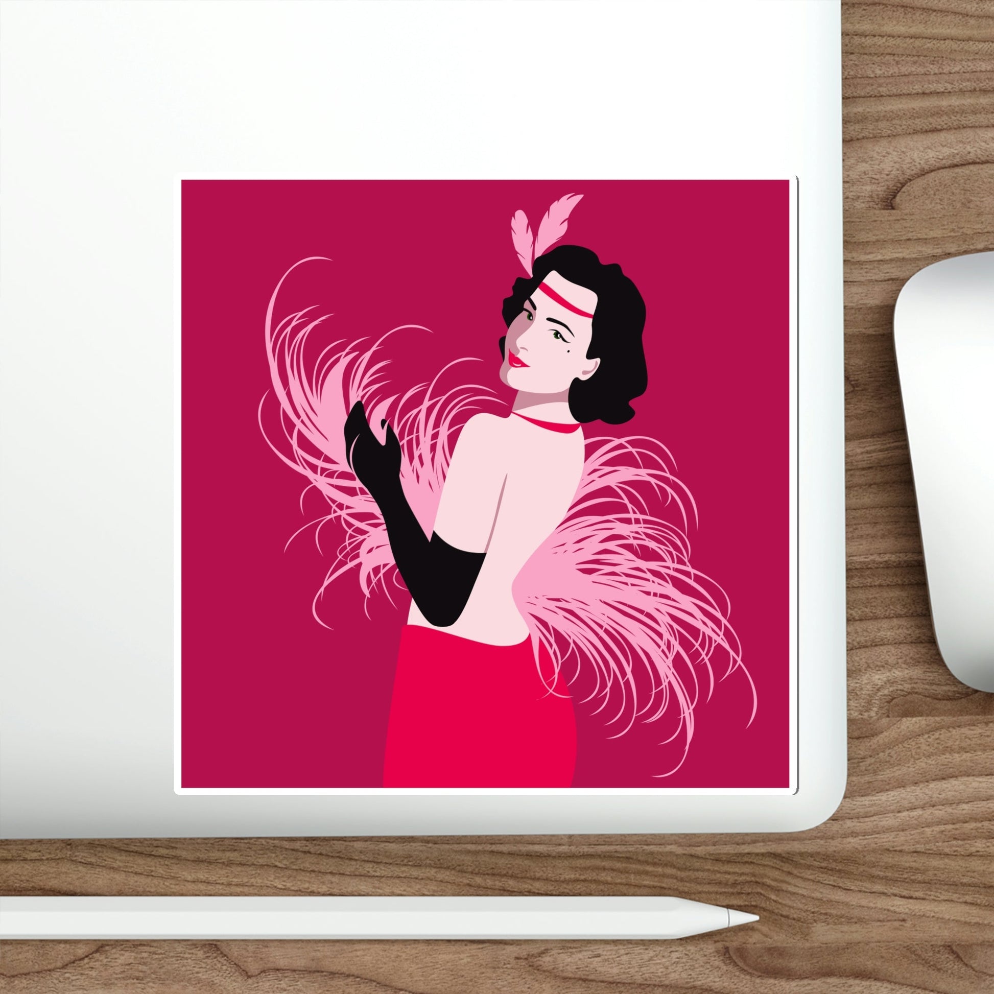 Step Back in Time with Retro Woman 40s Style Sign Die-Cut Sticker Ichaku [Perfect Gifts Selection]