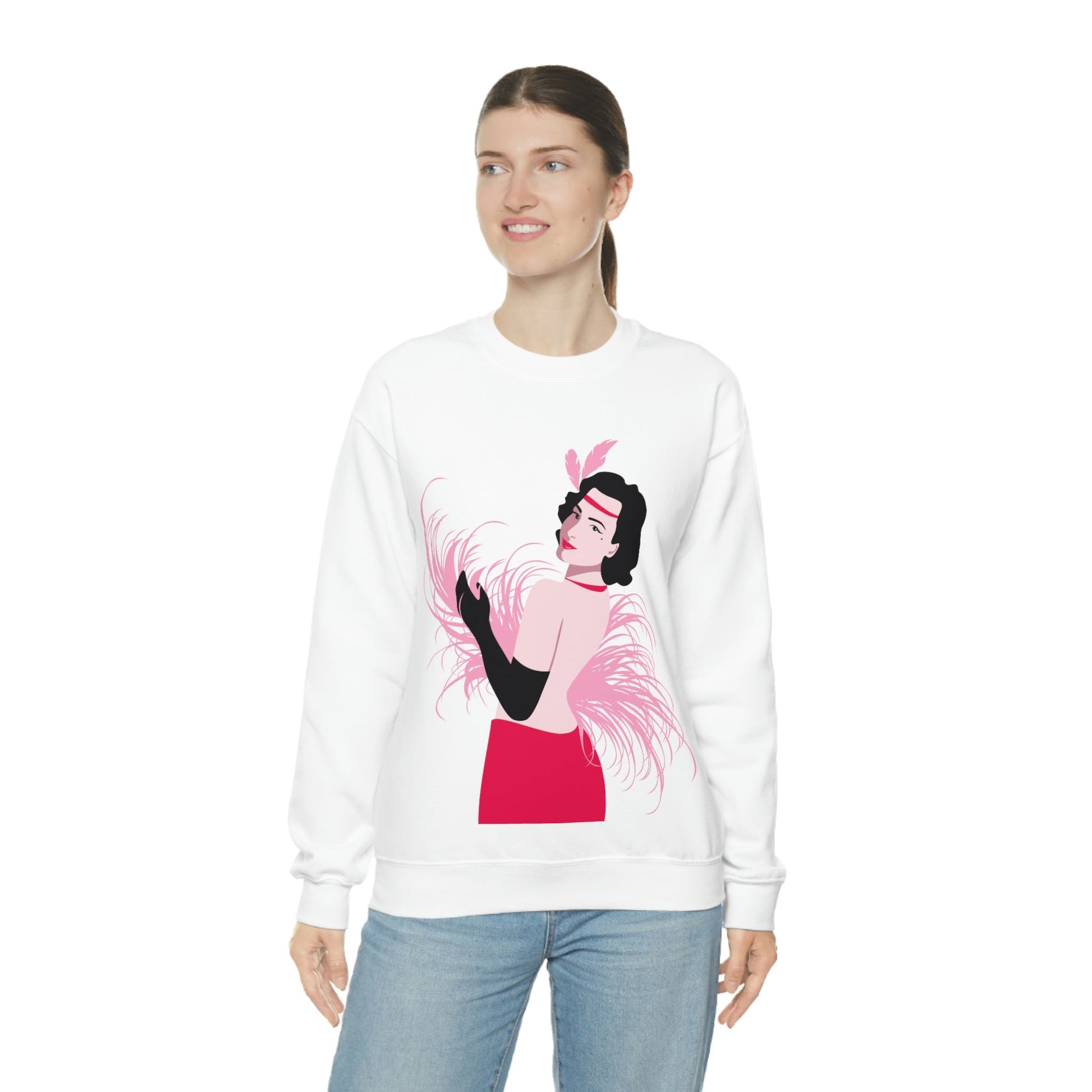 Step Back in Time with Retro Woman 40s Style Unisex Heavy Blend™ Crewneck Sweatshirt Ichaku [Perfect Gifts Selection]