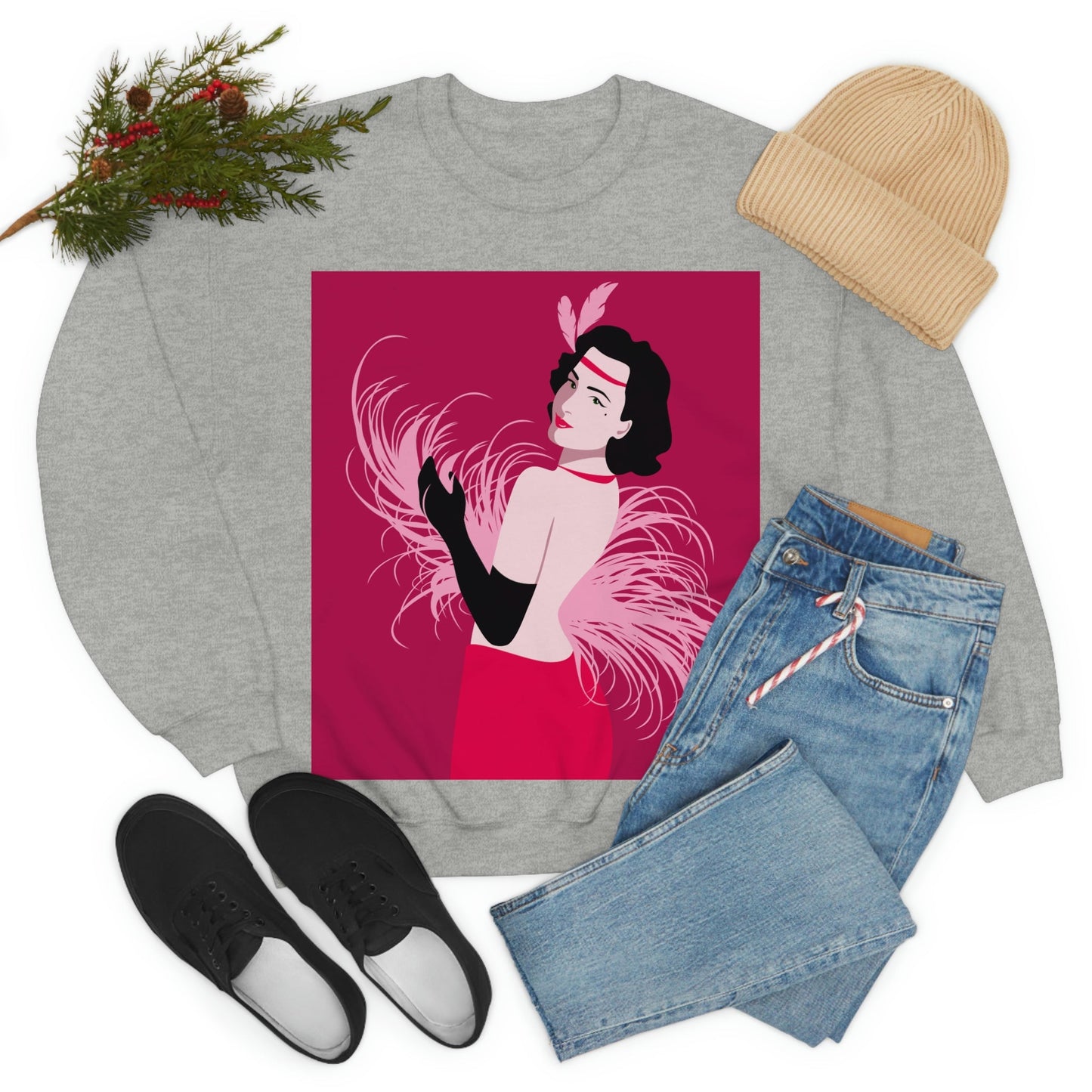 Step Back in Time with Retro Woman 40s Style Unisex Heavy Blend™ Crewneck Sweatshirt Ichaku [Perfect Gifts Selection]