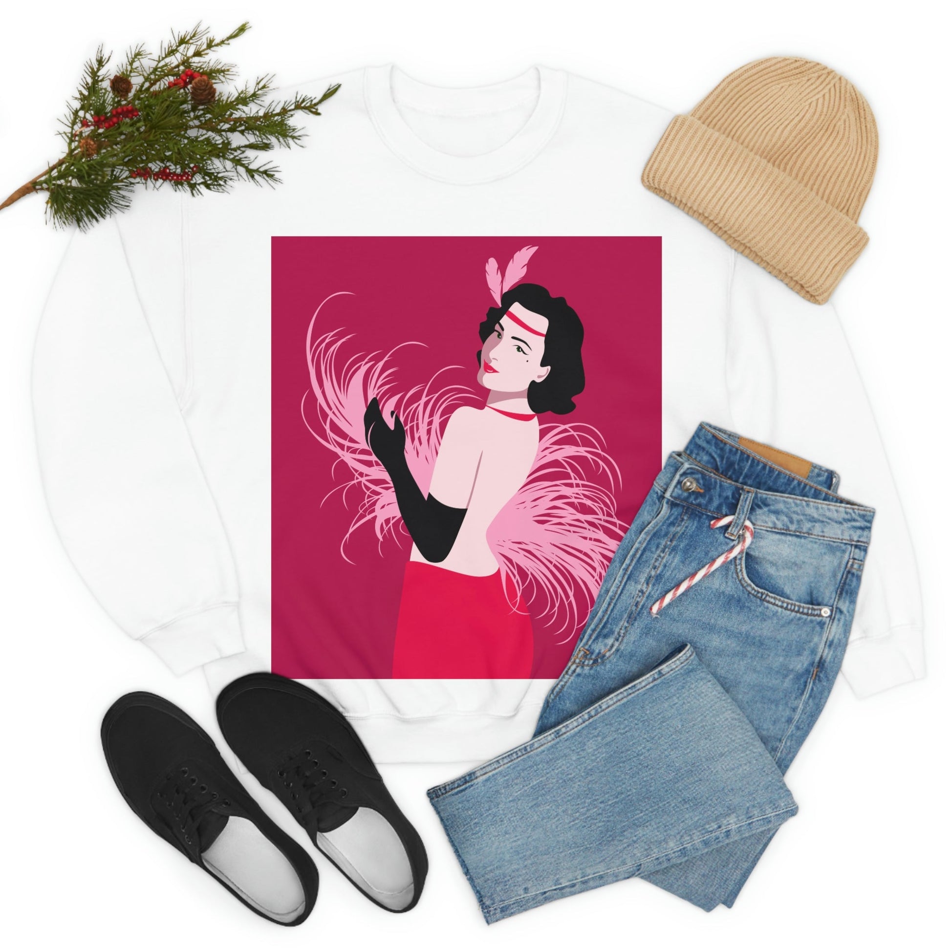 Step Back in Time with Retro Woman 40s Style Unisex Heavy Blend™ Crewneck Sweatshirt Ichaku [Perfect Gifts Selection]