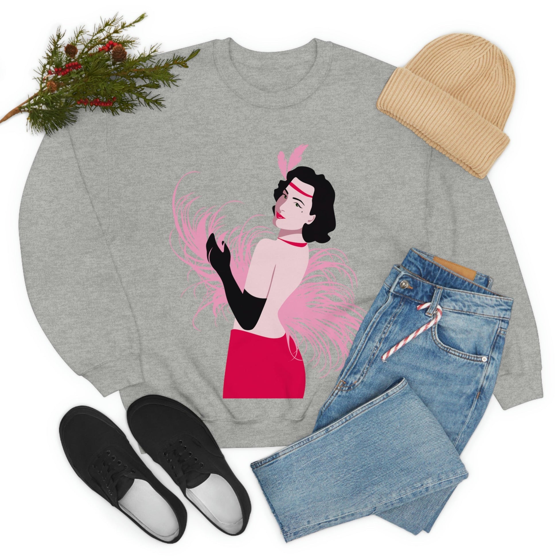 Step Back in Time with Retro Woman 40s Style Unisex Heavy Blend™ Crewneck Sweatshirt Ichaku [Perfect Gifts Selection]