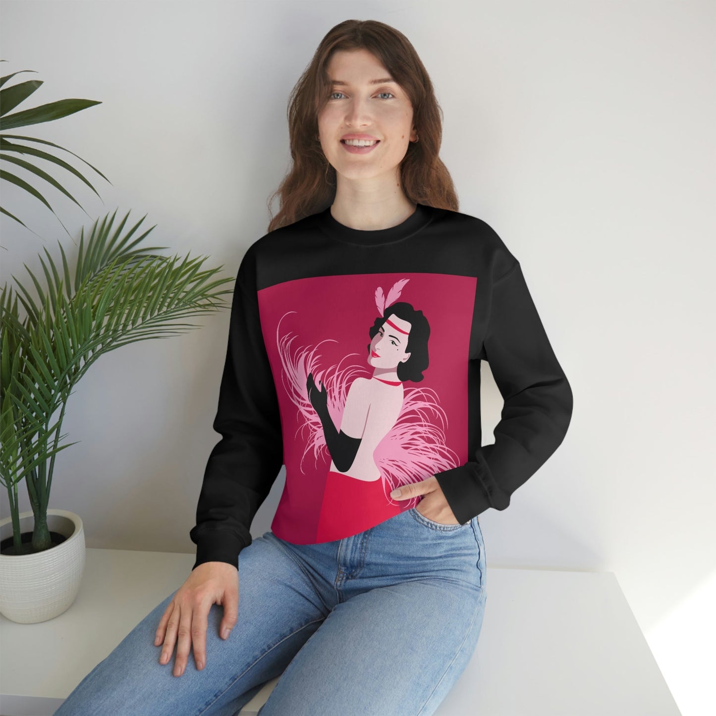 Step Back in Time with Retro Woman 40s Style Unisex Heavy Blend™ Crewneck Sweatshirt Ichaku [Perfect Gifts Selection]