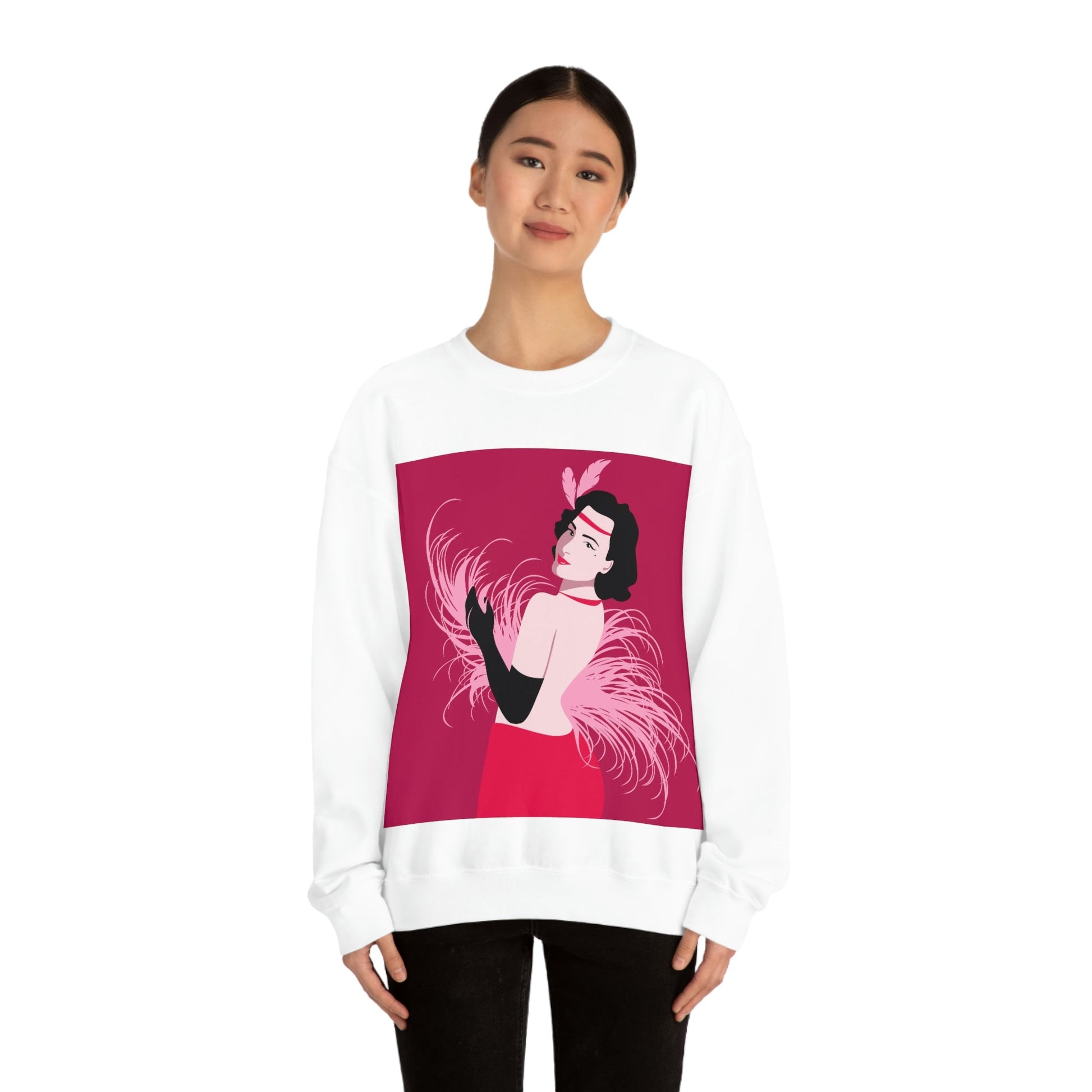 Step Back in Time with Retro Woman 40s Style Unisex Heavy Blend™ Crewneck Sweatshirt Ichaku [Perfect Gifts Selection]