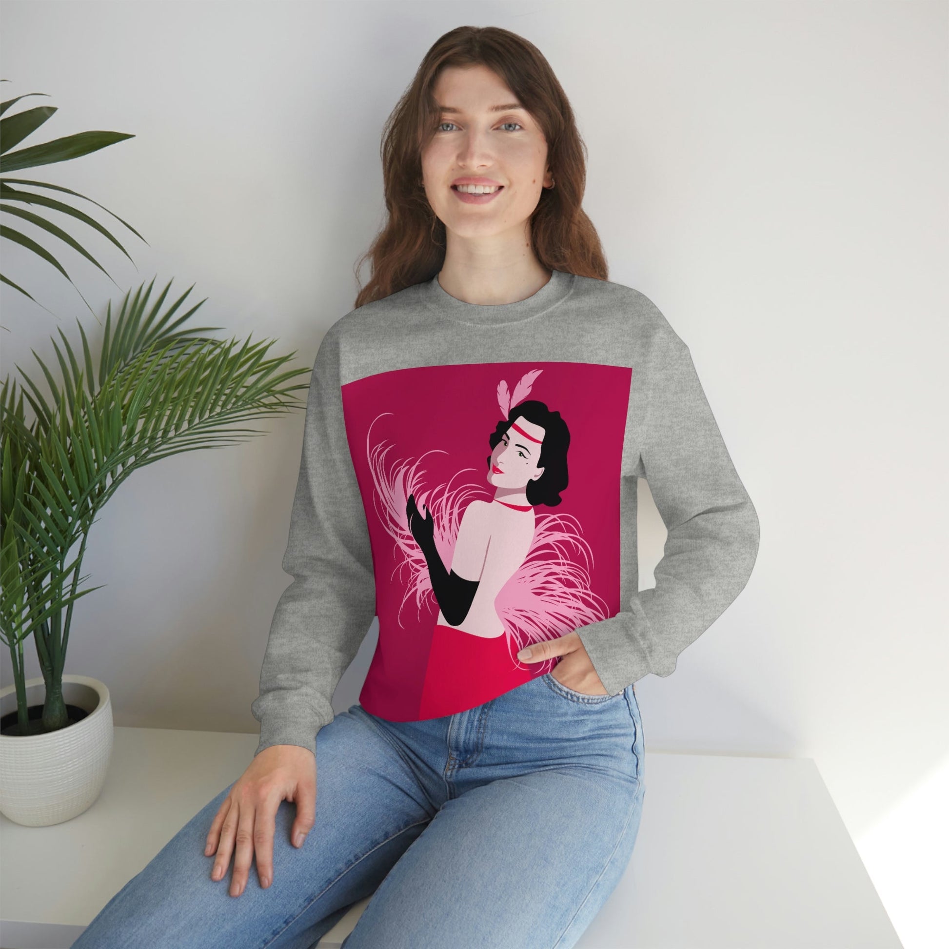 Step Back in Time with Retro Woman 40s Style Unisex Heavy Blend™ Crewneck Sweatshirt Ichaku [Perfect Gifts Selection]