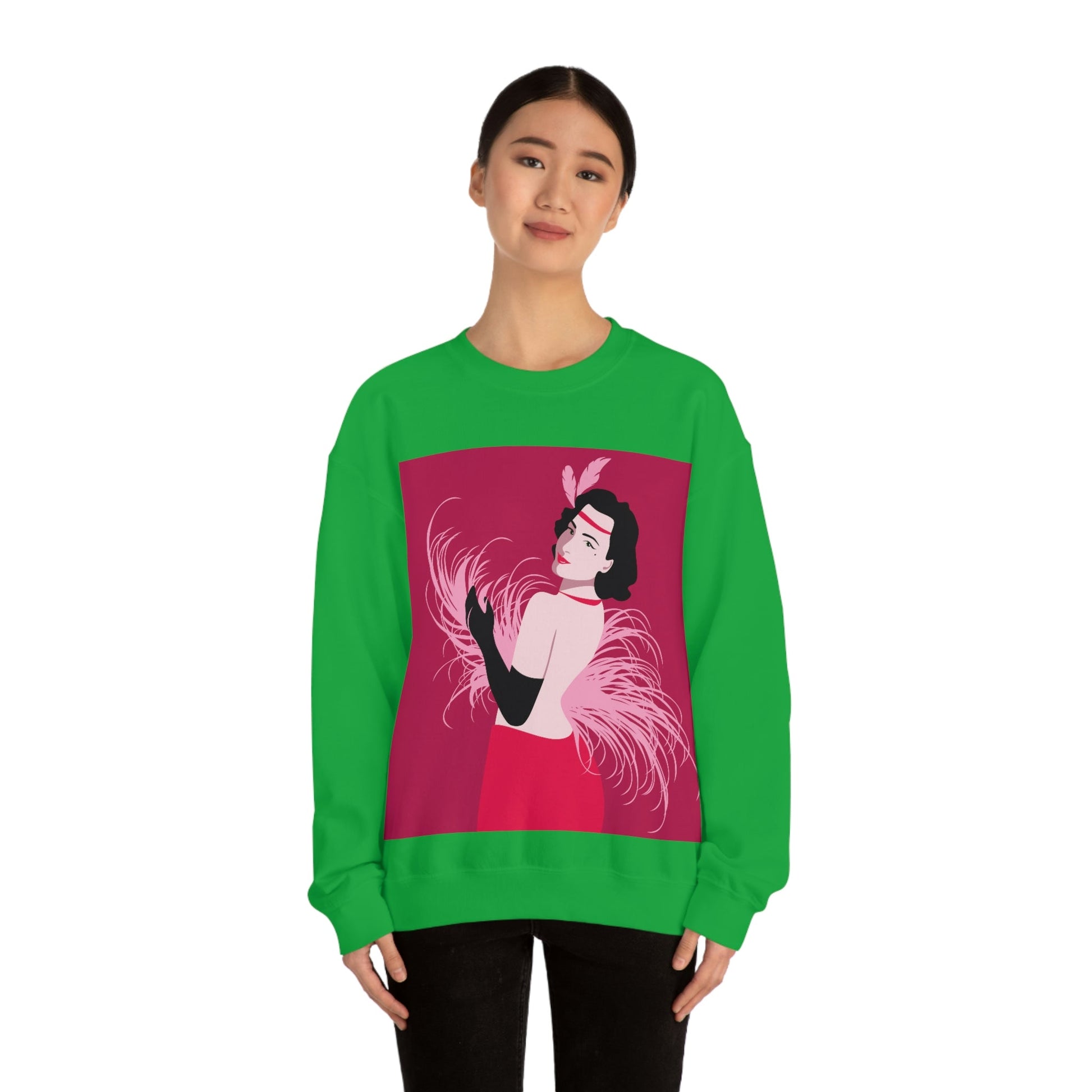 Step Back in Time with Retro Woman 40s Style Unisex Heavy Blend™ Crewneck Sweatshirt Ichaku [Perfect Gifts Selection]