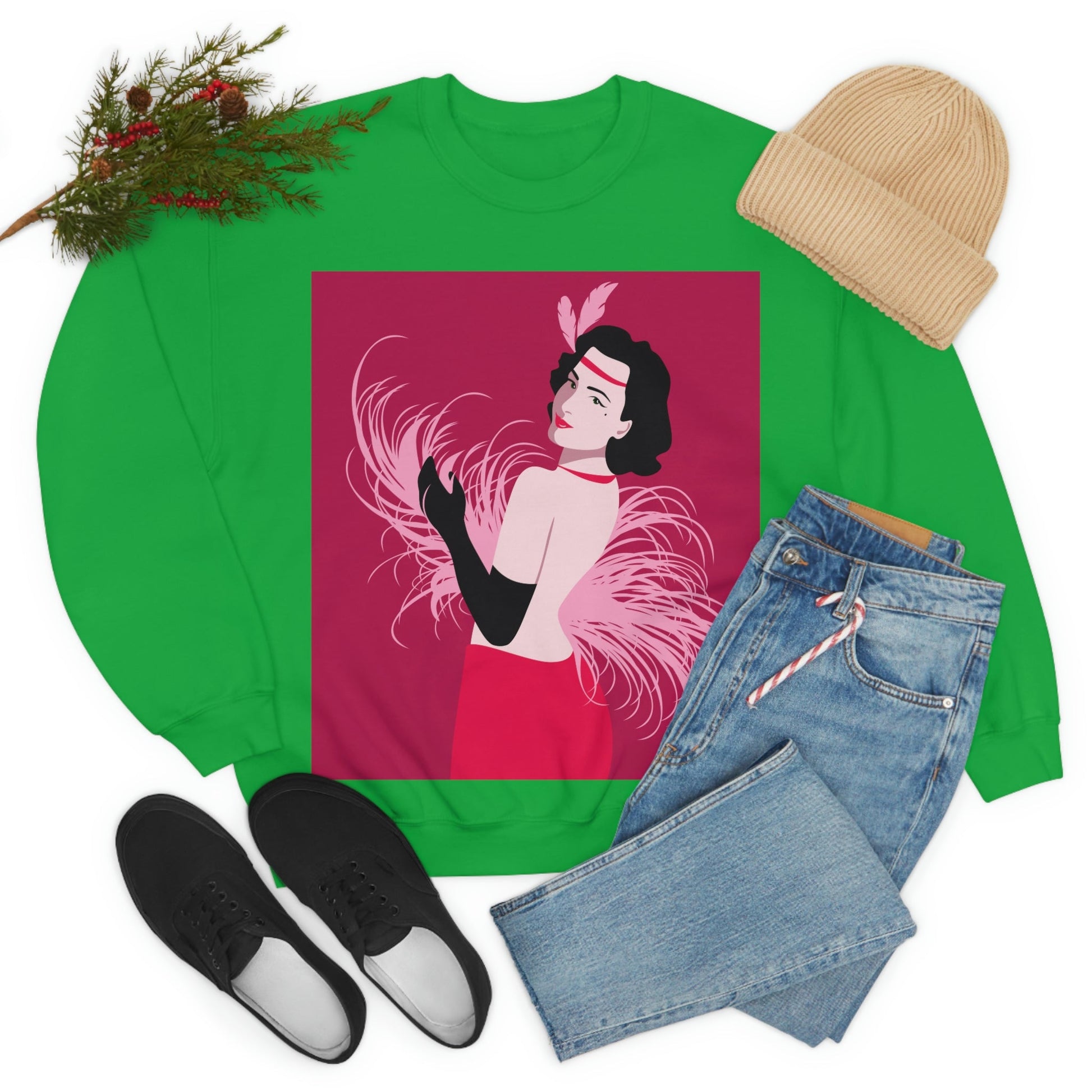 Step Back in Time with Retro Woman 40s Style Unisex Heavy Blend™ Crewneck Sweatshirt Ichaku [Perfect Gifts Selection]