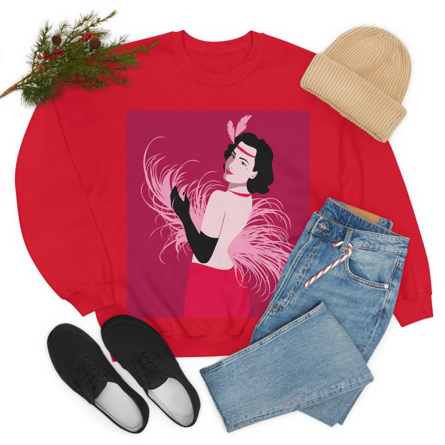 Step Back in Time with Retro Woman 40s Style Unisex Heavy Blend™ Crewneck Sweatshirt Ichaku [Perfect Gifts Selection]