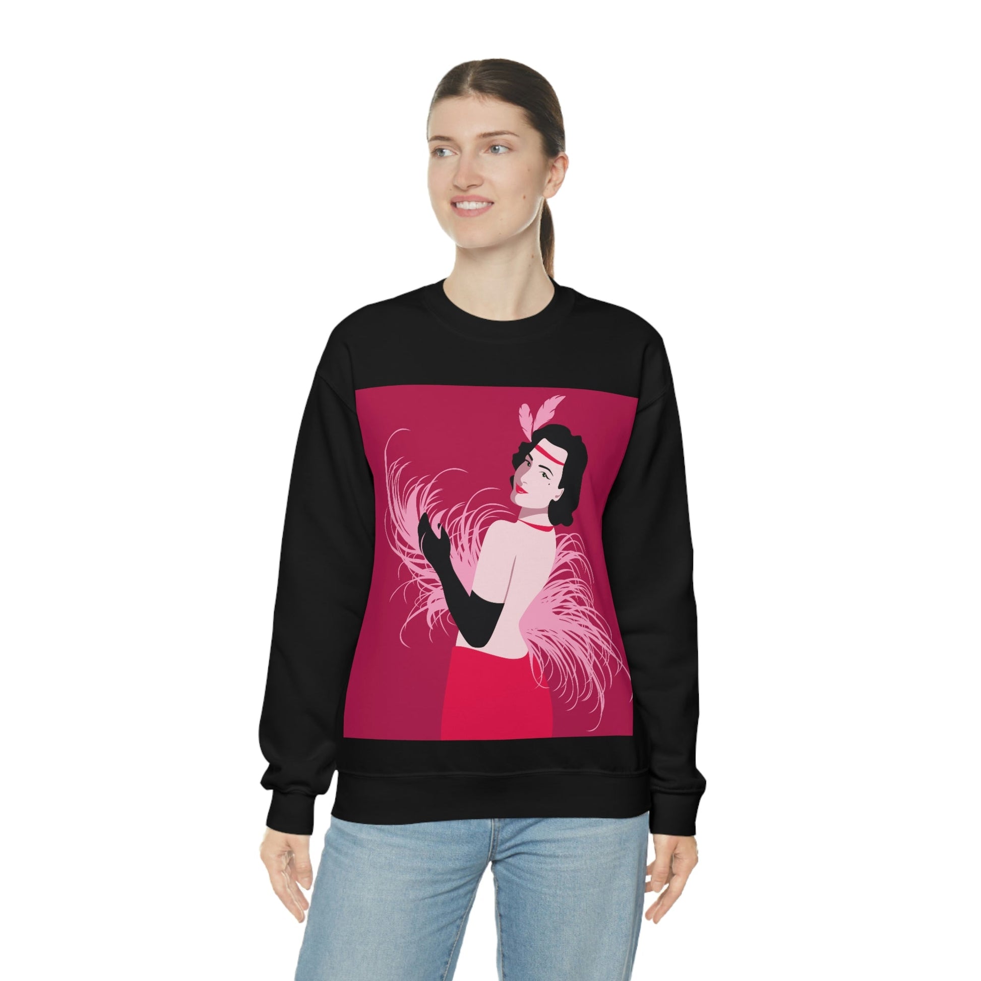 Step Back in Time with Retro Woman 40s Style Unisex Heavy Blend™ Crewneck Sweatshirt Ichaku [Perfect Gifts Selection]