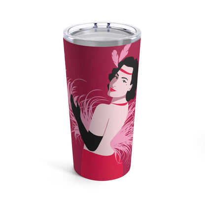 Step Back in Time with Retro Woman 40s Style Woth Background Stainless Steel Hot or Cold Vacuum Tumbler 20oz Ichaku [Perfect Gifts Selection]