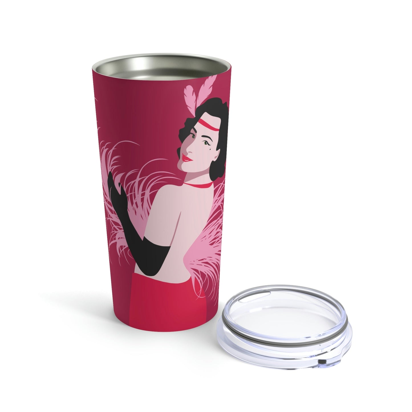 Step Back in Time with Retro Woman 40s Style Woth Background Stainless Steel Hot or Cold Vacuum Tumbler 20oz Ichaku [Perfect Gifts Selection]