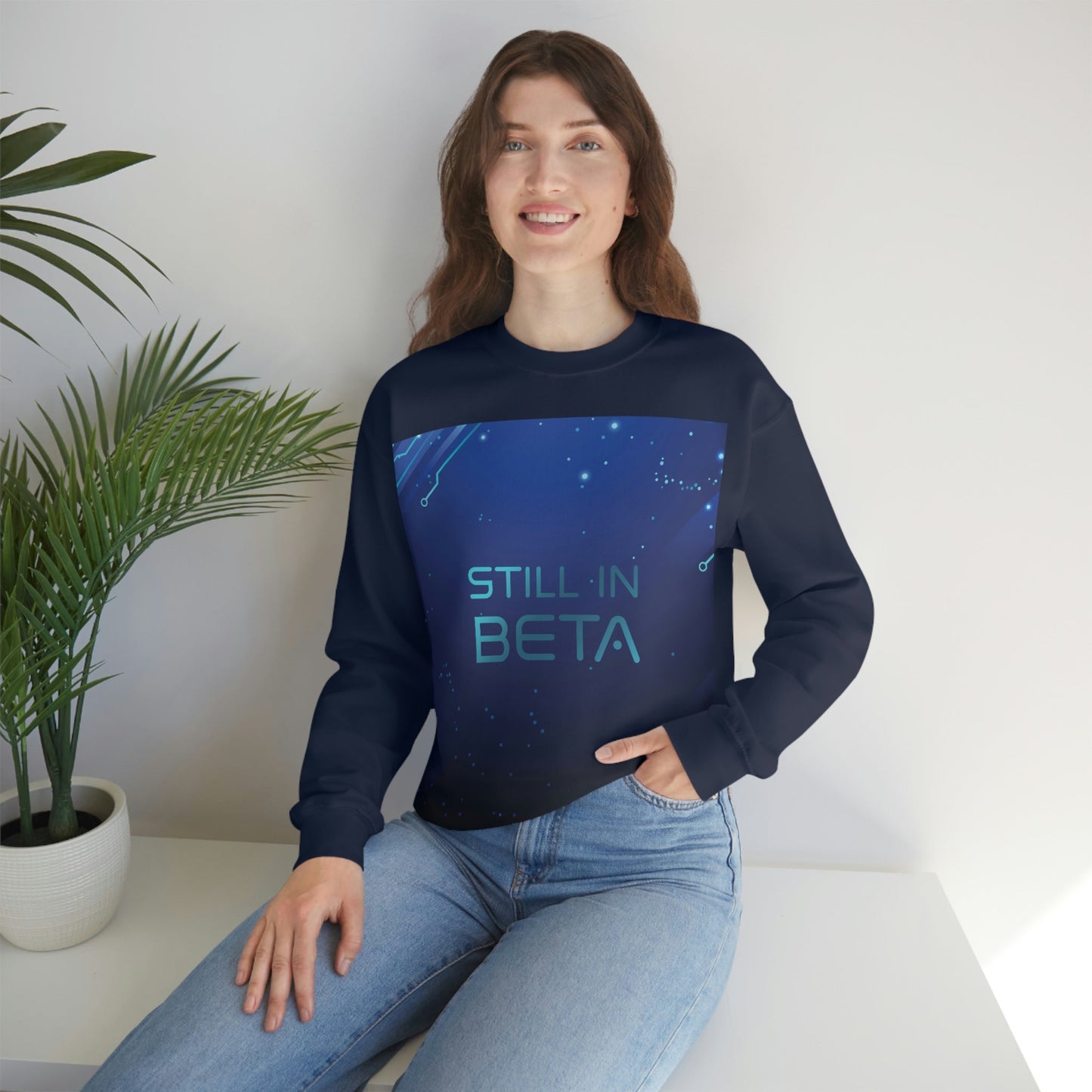 Still in Beta IT Funny Quotes Art Unisex Heavy Blend™ Crewneck Sweatshirt Ichaku [Perfect Gifts Selection]