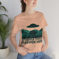 Strange Things Happen Here Spooky Forest Aliens UFO Arrival Unisex Jersey Short Sleeve T-Shirt Ichaku [Perfect Gifts Selection]