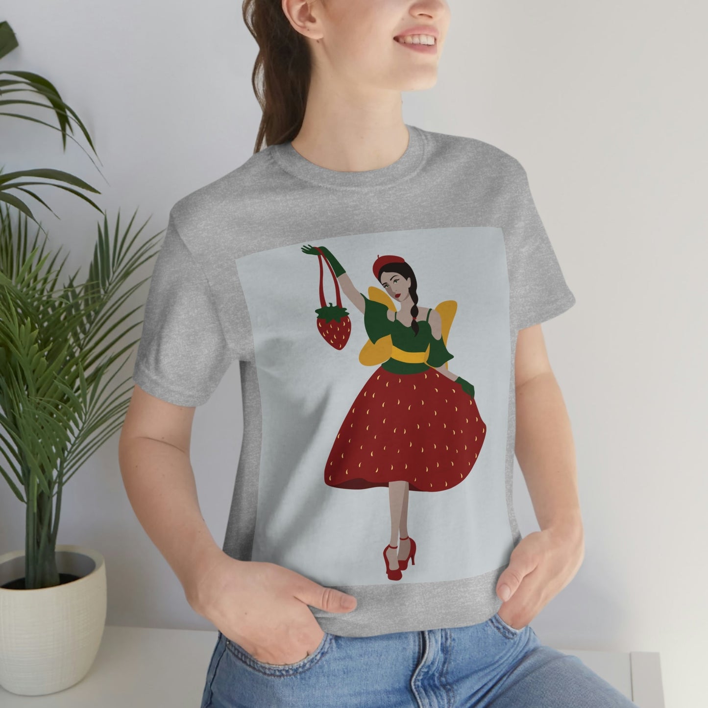 Strawberry Fairy Print  Unisex Jersey Short Sleeve T-Shirt Ichaku [Perfect Gifts Selection]