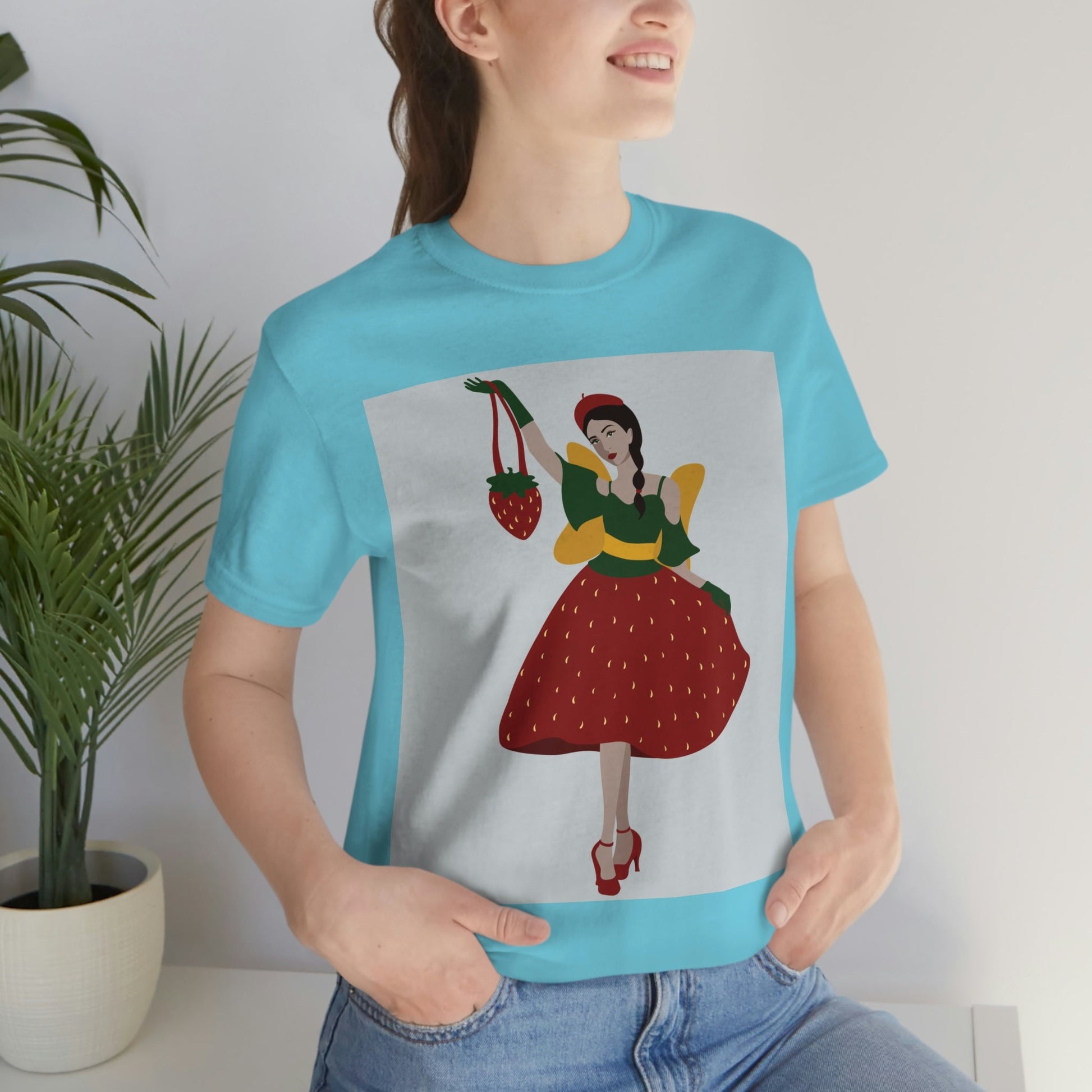 Strawberry Fairy Print  Unisex Jersey Short Sleeve T-Shirt Ichaku [Perfect Gifts Selection]