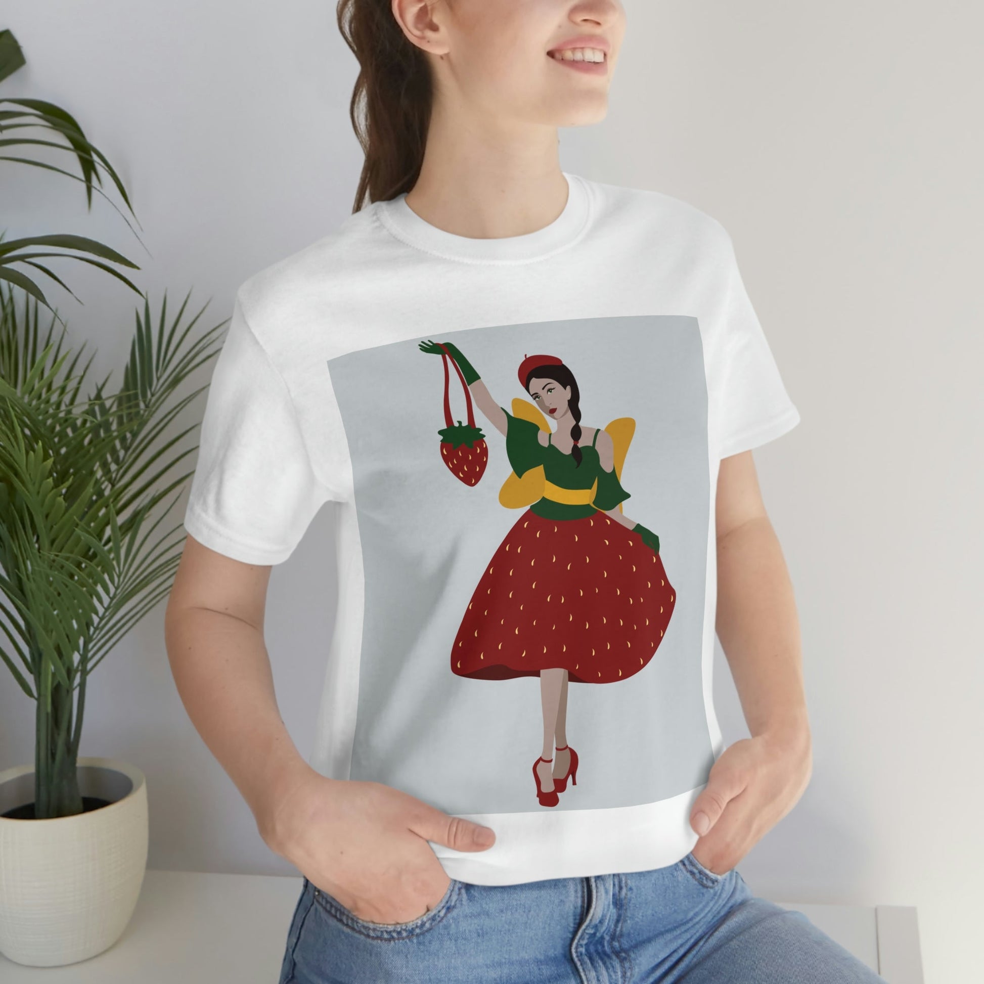 Strawberry Fairy Print  Unisex Jersey Short Sleeve T-Shirt Ichaku [Perfect Gifts Selection]