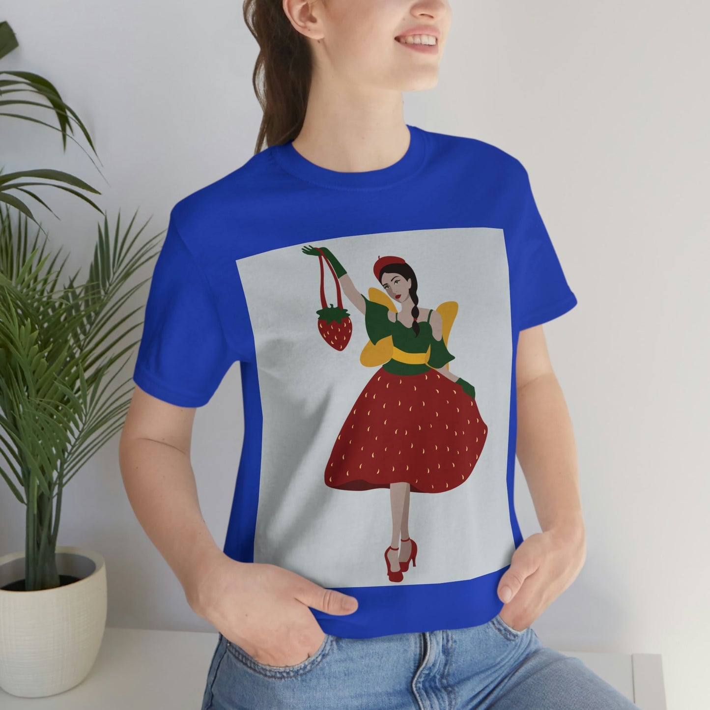 Strawberry Fairy Print  Unisex Jersey Short Sleeve T-Shirt Ichaku [Perfect Gifts Selection]