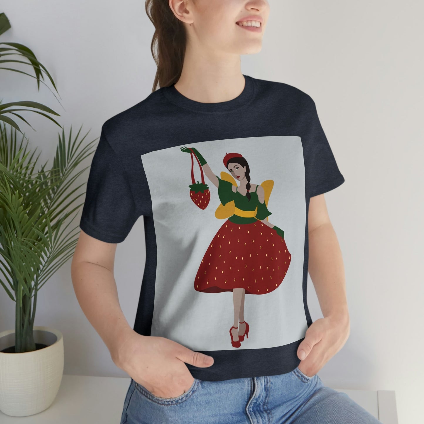 Strawberry Fairy Print  Unisex Jersey Short Sleeve T-Shirt Ichaku [Perfect Gifts Selection]