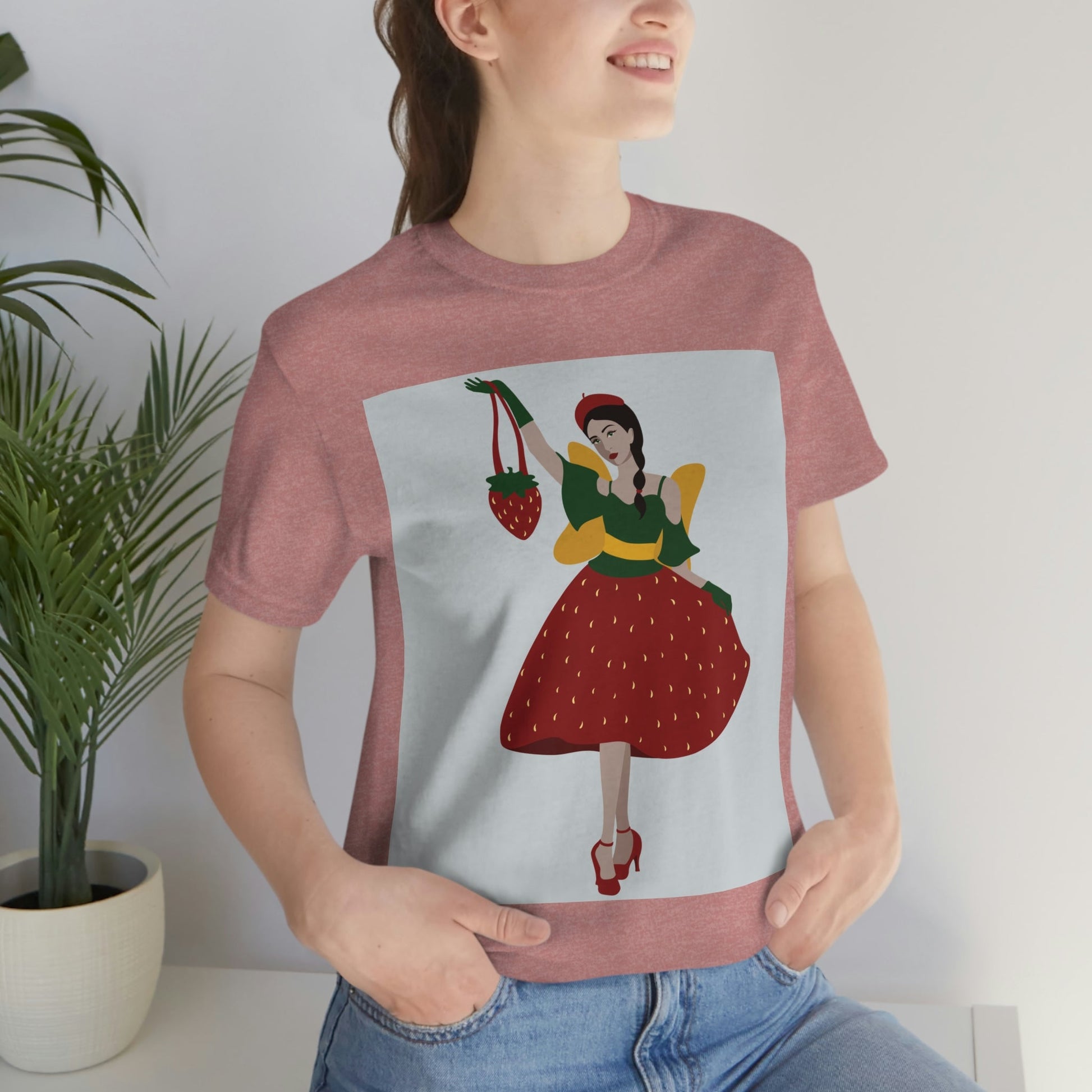 Strawberry Fairy Print  Unisex Jersey Short Sleeve T-Shirt Ichaku [Perfect Gifts Selection]