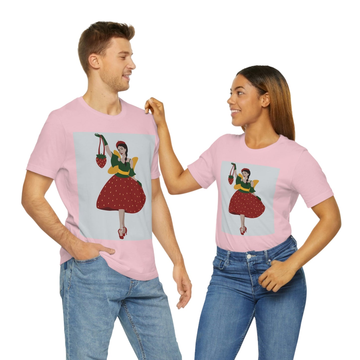 Strawberry Fairy Print  Unisex Jersey Short Sleeve T-Shirt Ichaku [Perfect Gifts Selection]