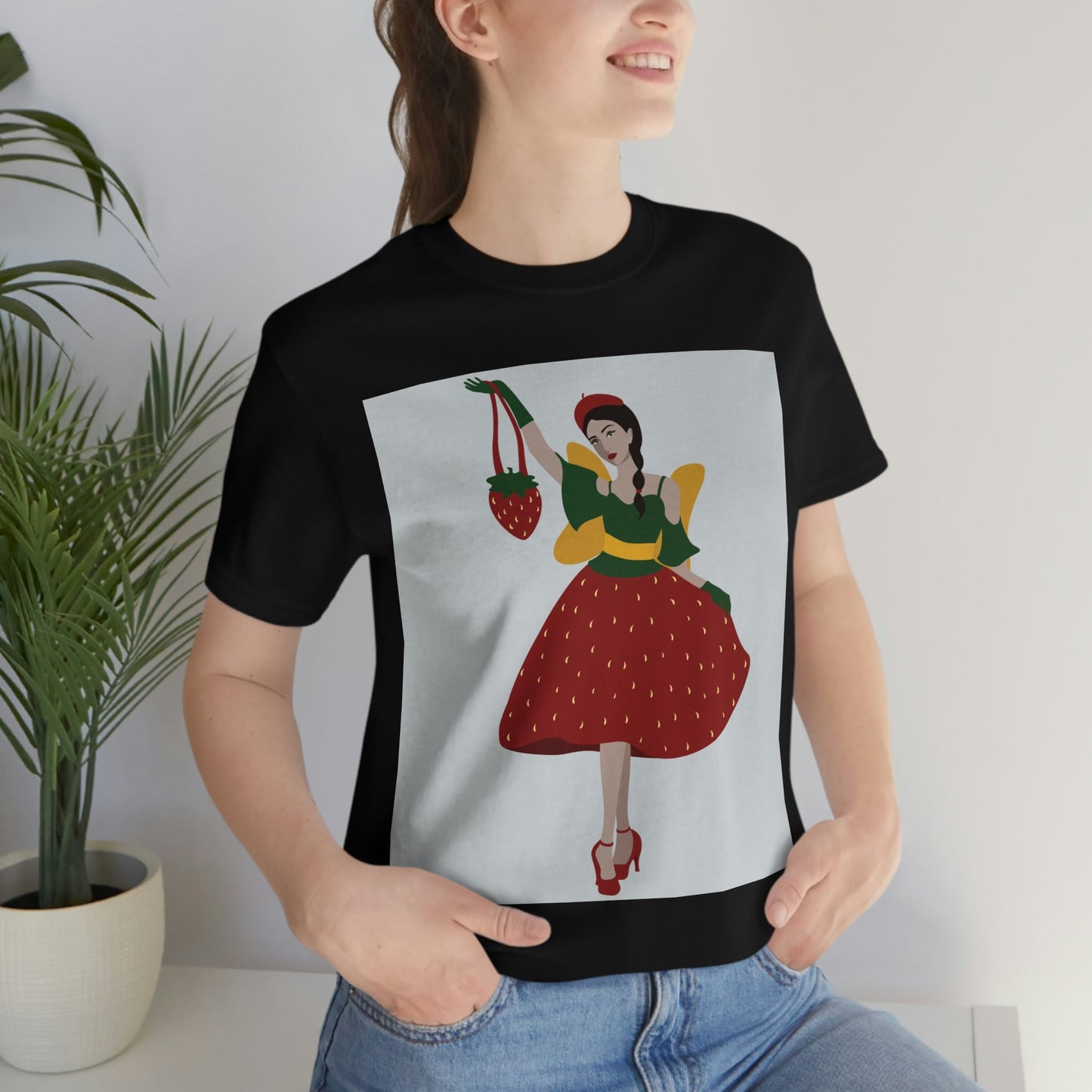 Strawberry Fairy Print  Unisex Jersey Short Sleeve T-Shirt Ichaku [Perfect Gifts Selection]