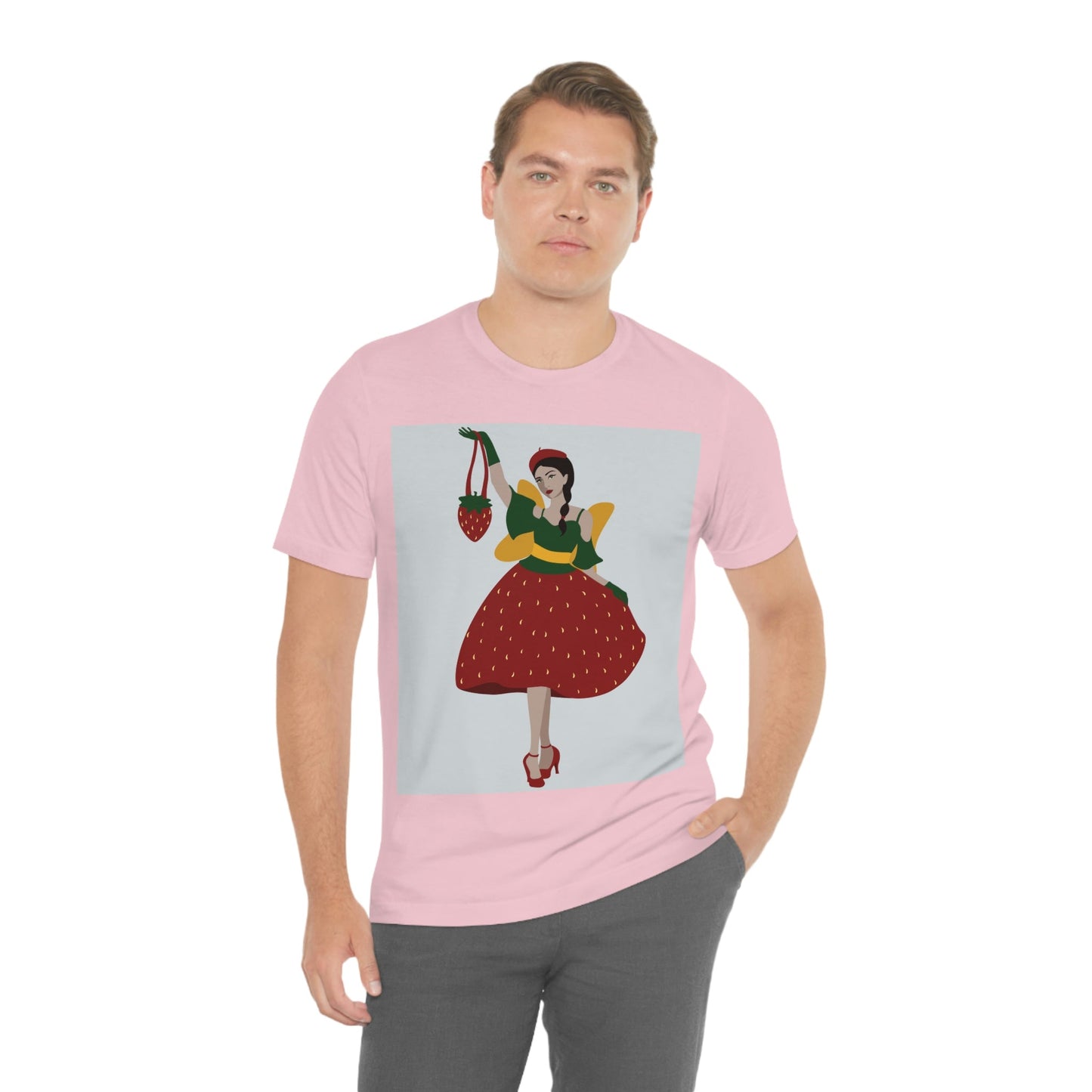 Strawberry Fairy Print  Unisex Jersey Short Sleeve T-Shirt Ichaku [Perfect Gifts Selection]