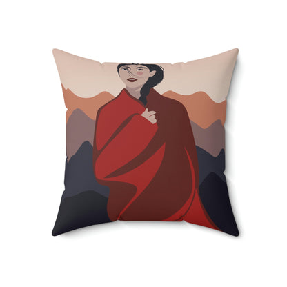 Stunning Woman in Traditional Japan Art Graphic Spun Polyester Square Pillow Ichaku [Perfect Gifts Selection]