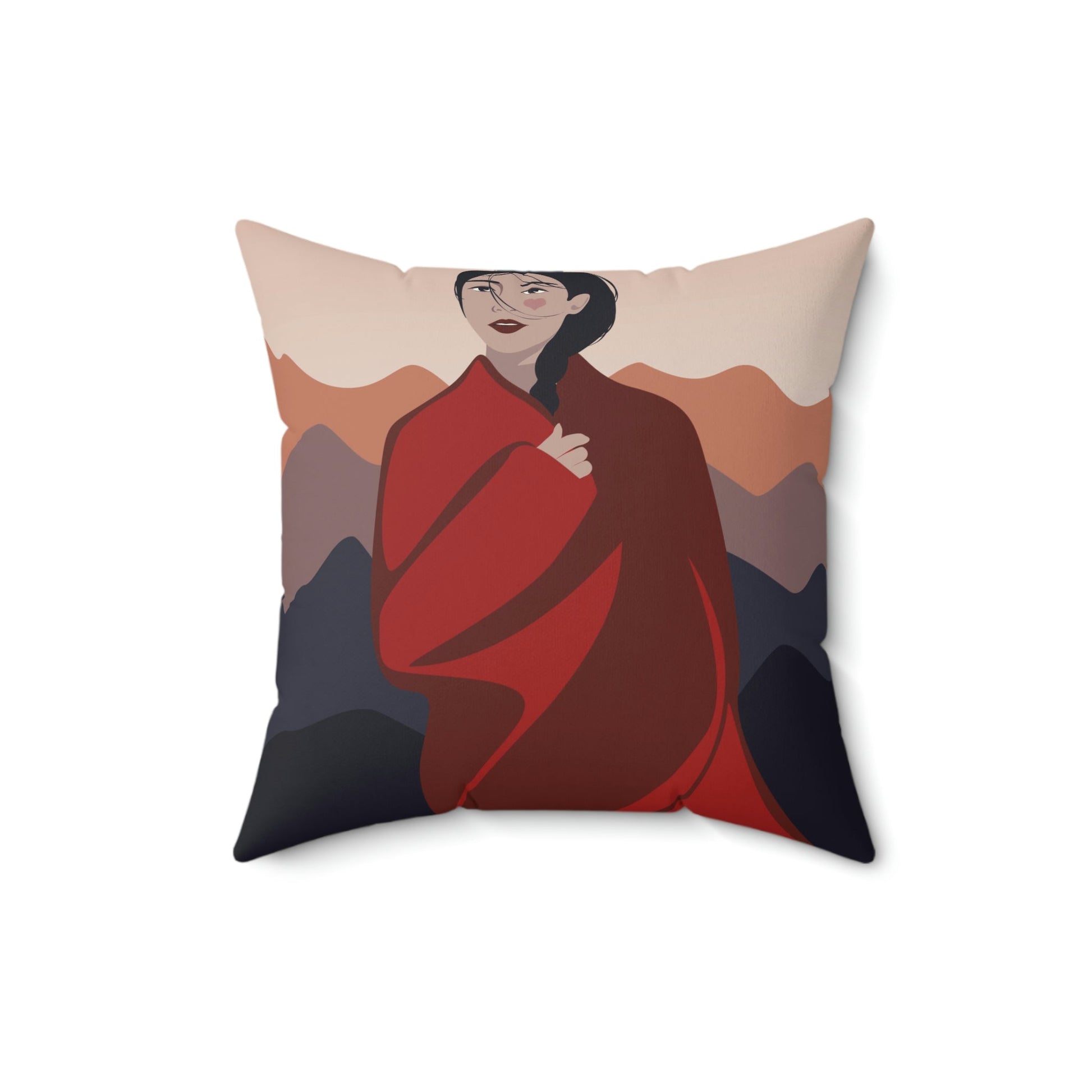 Stunning Woman in Traditional Japan Art Graphic Spun Polyester Square Pillow Ichaku [Perfect Gifts Selection]