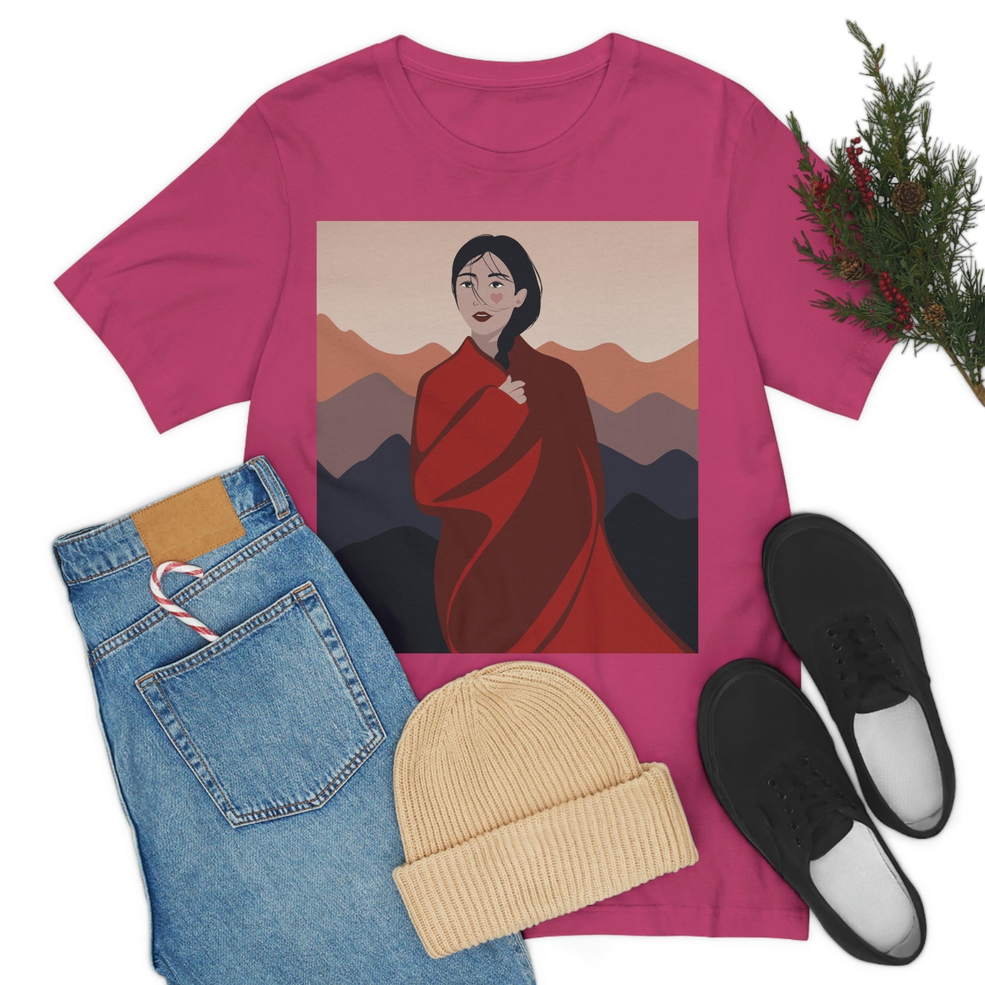 Stunning Woman in Traditional Japan Art Graphic Unisex Jersey Short Sleeve T-Shirt Ichaku [Perfect Gifts Selection]