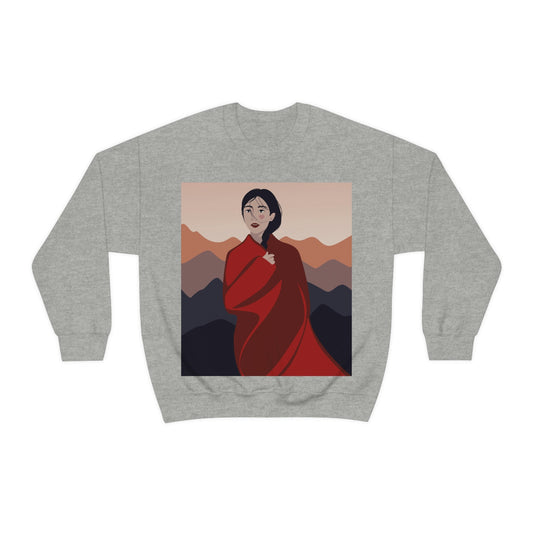 Stunning Woman in Traditional Japan Art Unisex Heavy Blend™ Crewneck Sweatshirt Ichaku [Perfect Gifts Selection]