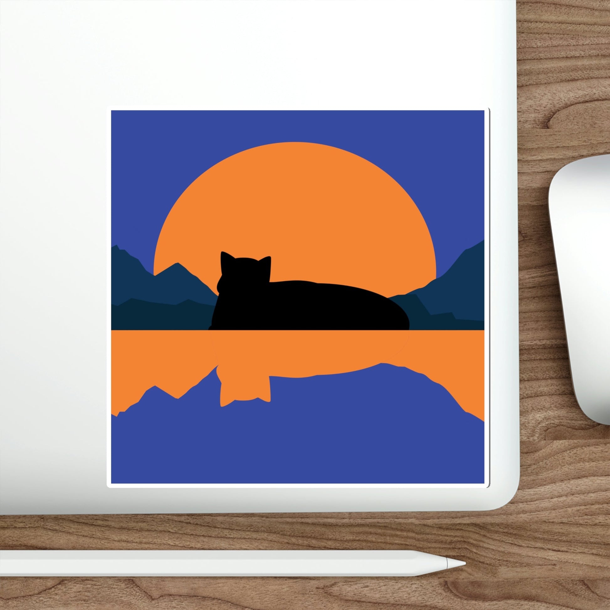 Sunset Black Cat Aesthetic Relaxed Aesthetic Minimalist Art Die-Cut Sticker Ichaku [Perfect Gifts Selection]