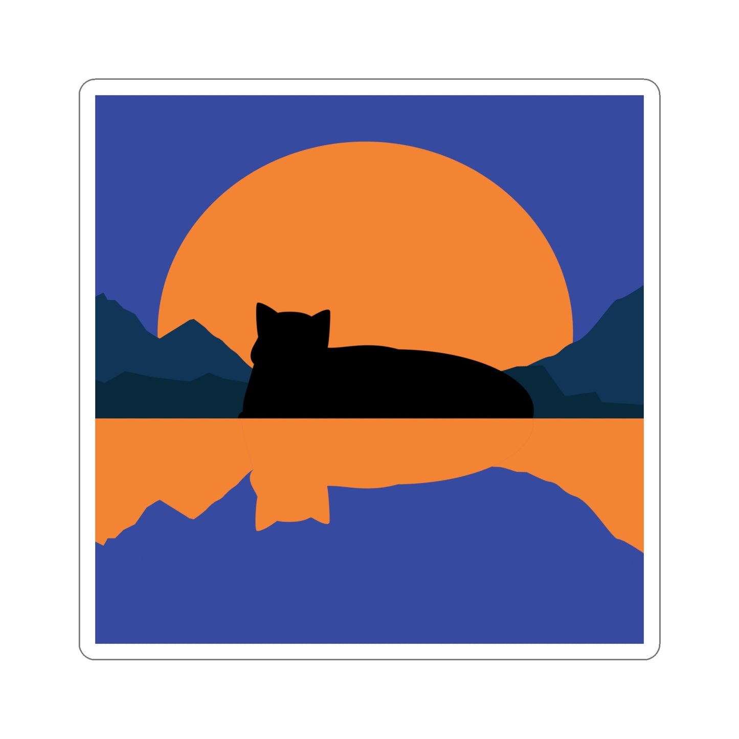 Sunset Black Cat Aesthetic Relaxed Aesthetic Minimalist Art Die-Cut Sticker Ichaku [Perfect Gifts Selection]